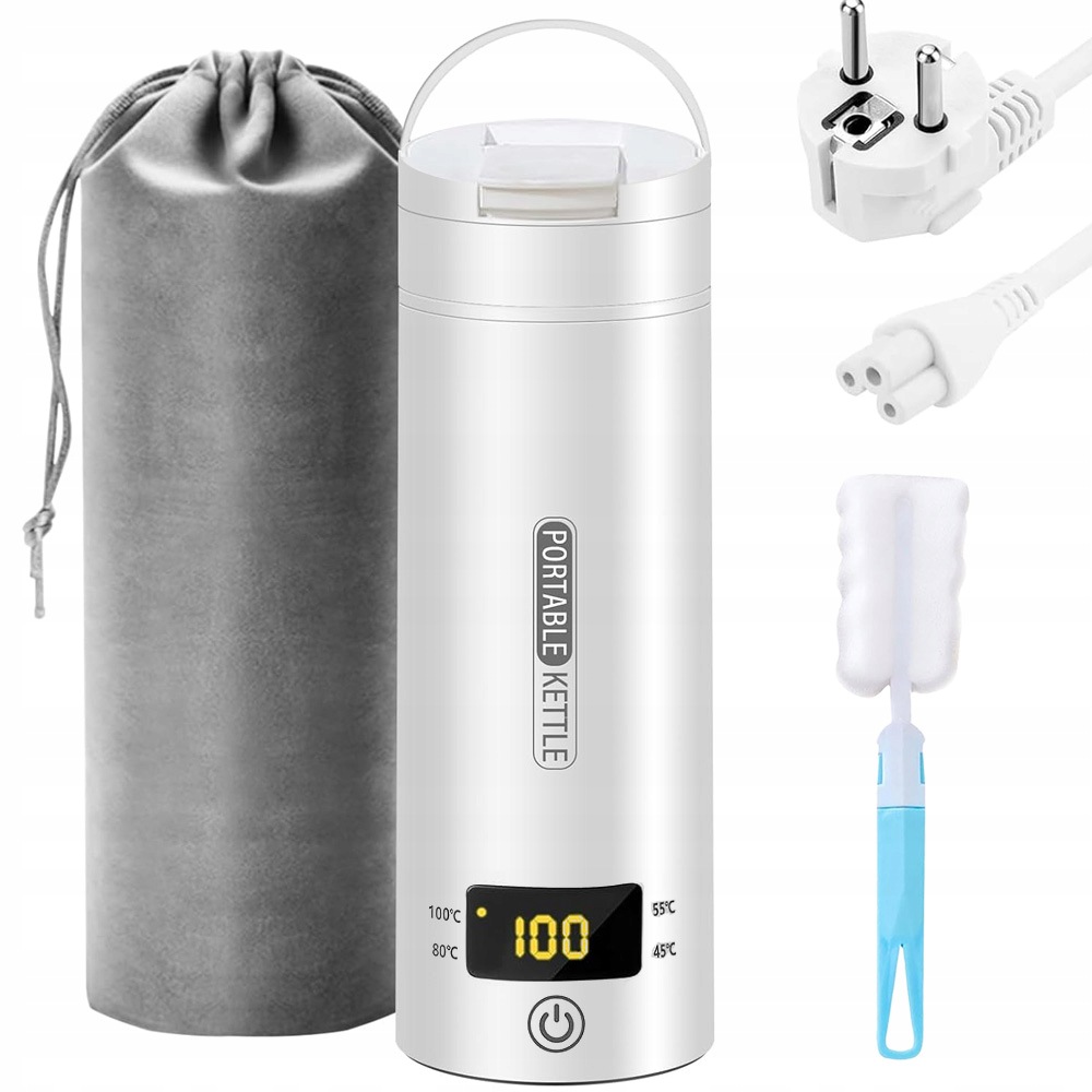 Turistická Rychlovarná Konvice Ocel 316 Termos 300 W 450 ML Bílá 4 Režimy