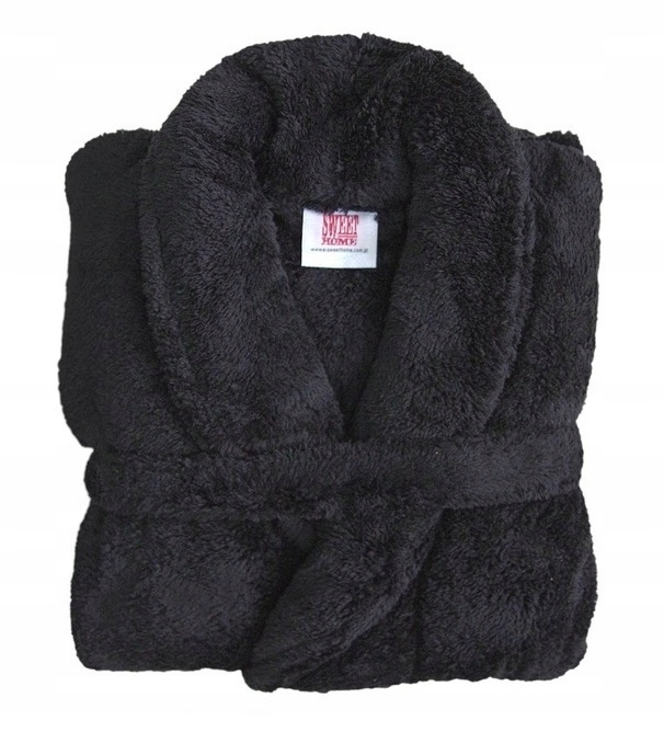 SZLAFROK DAMSKI MĘSKI UNISEX WIĄZANY CIEPŁY GRUBY ELEGANCKI BEZ KAPTURA L Materiał dominujący poliester