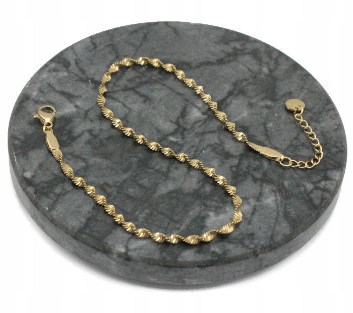 BRANSOLETKA NA NOGĘ STAL CHIRURGICZNA ZŁOTA SINGAPUR 316 L