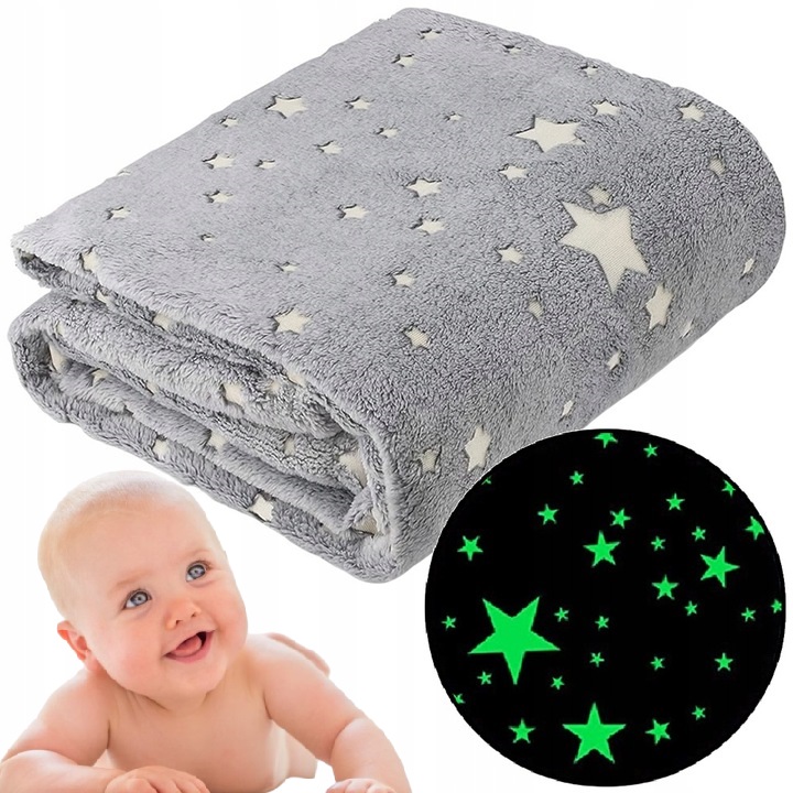 MIĘKKI KOC PLED NARZUTA NA ŁÓŻKO ŚWIECĄCY 150x200