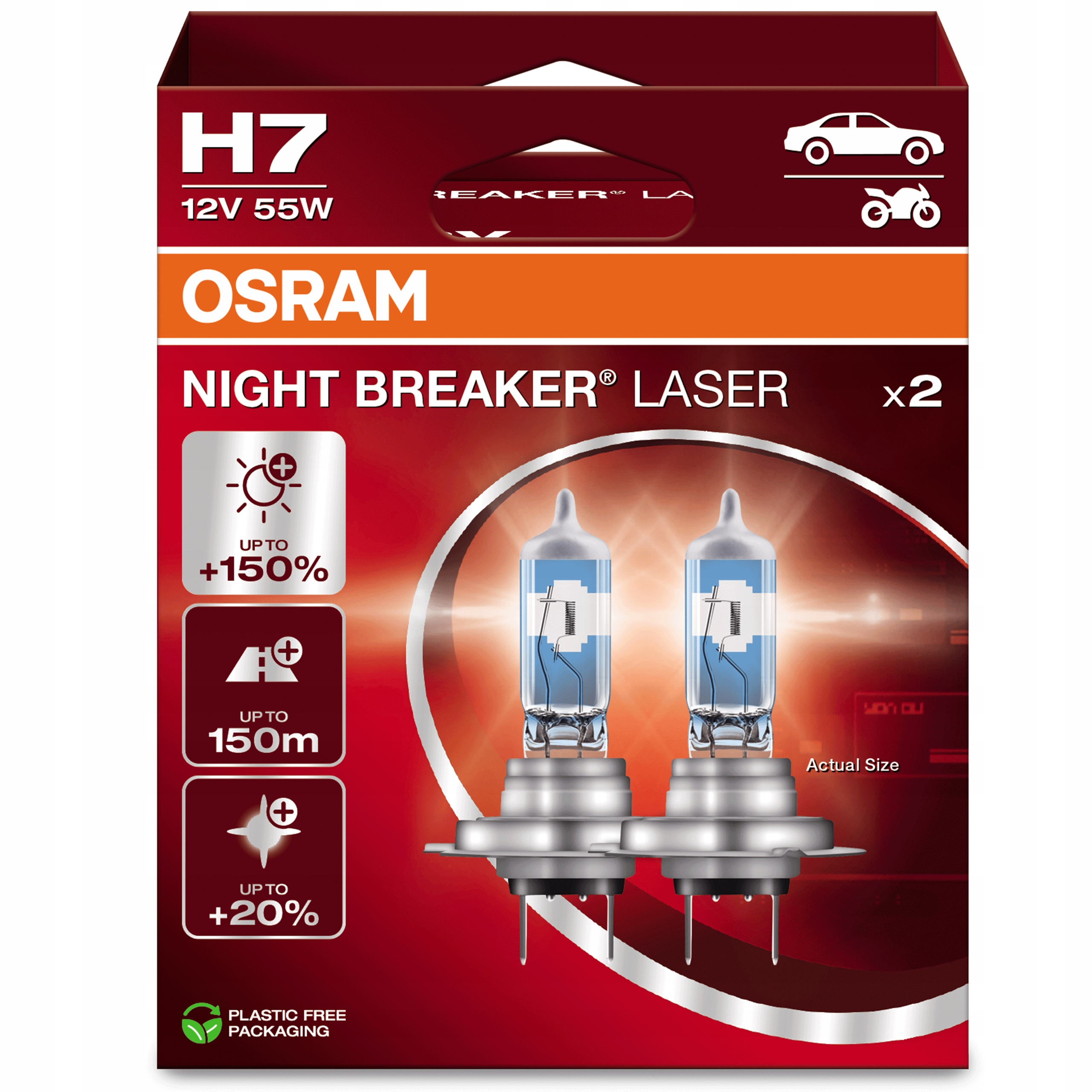 Osram Żarówki H7 Night Breaker Laser +150% 150M