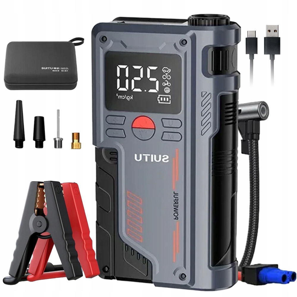 Jump Starter Přenášet Led Z Inflace Funkcí Nouzové Auto 20000 mAh