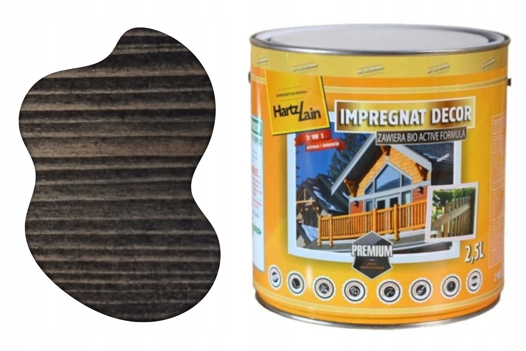 HartzLain Decor Heban impregnat HartzLack 2w1 2,5L