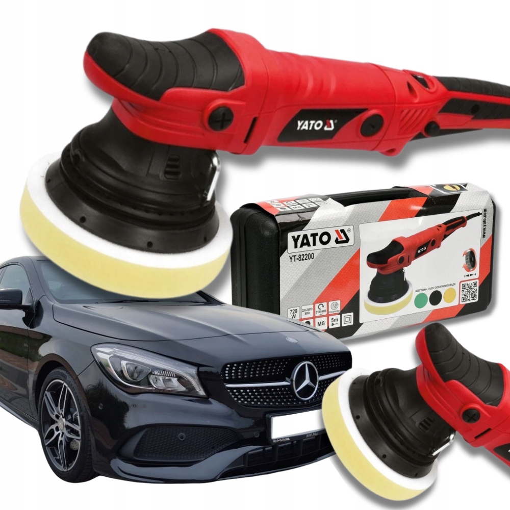 Silná Leštička Do Auta Excentrická brúska na lak Set Yato