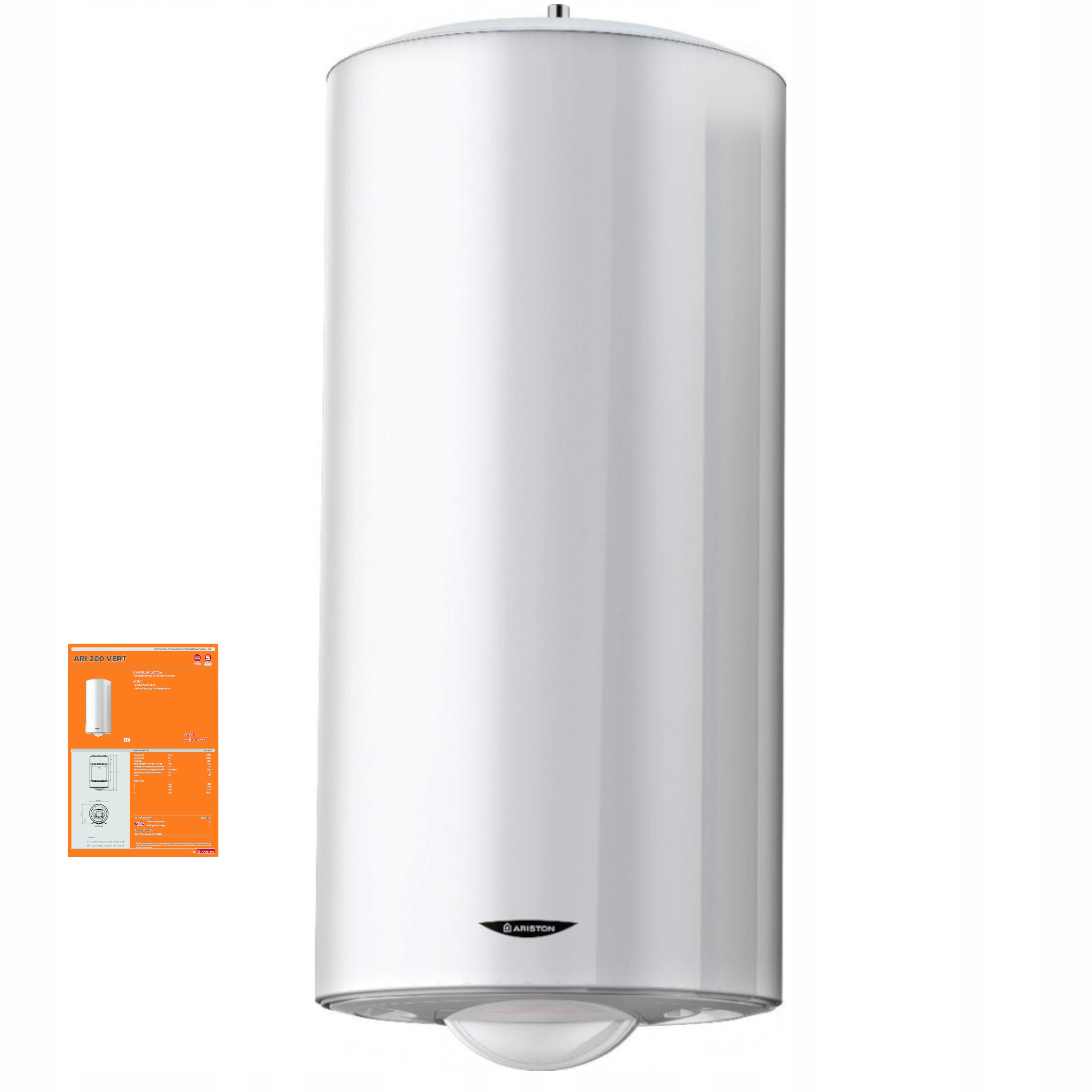 Bojler Elektryczny 200L Ogrzewacz Wiszący Grzałka 2200W Terma Emalia Tytan