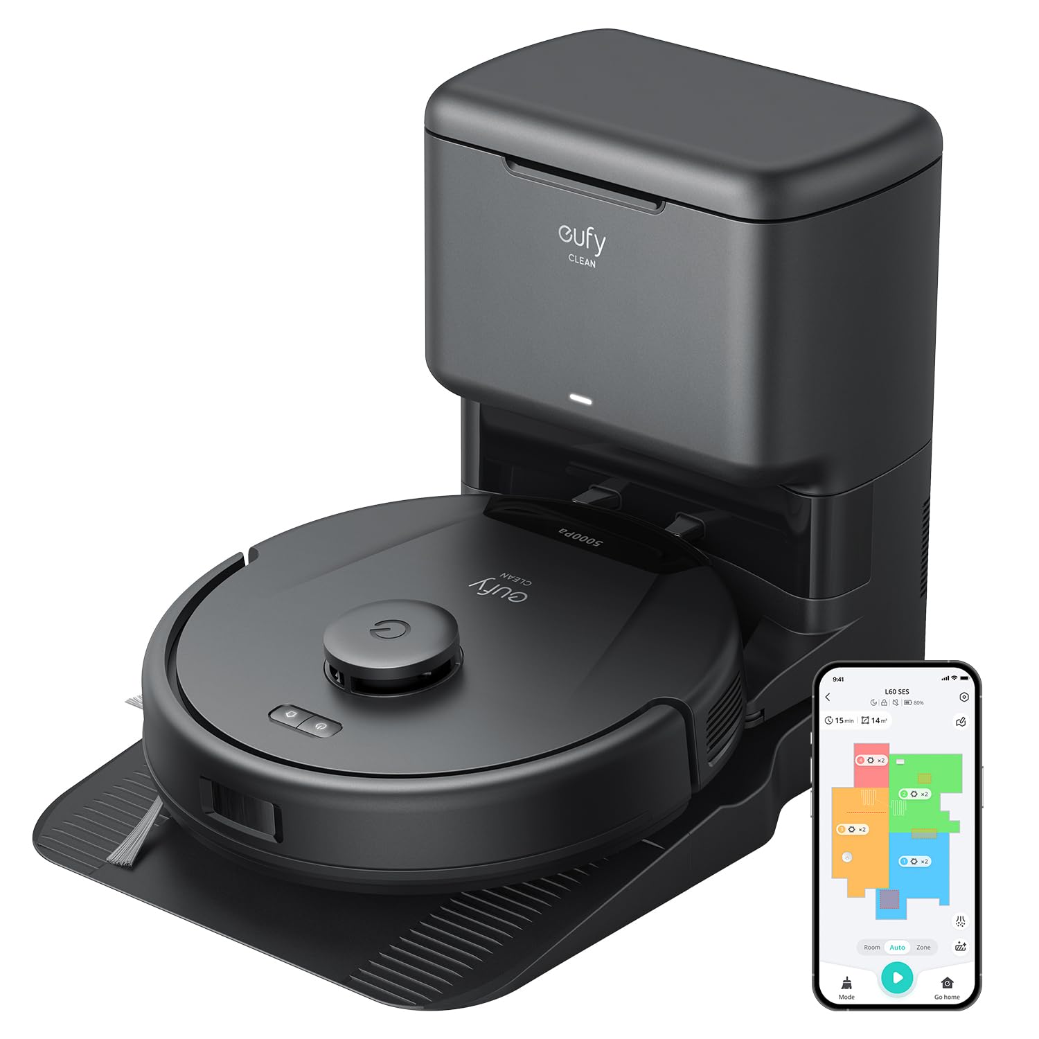 eufy Clean L60 Ses Robotický vysávač Sacia stanica 5000Pa Laser iPath čierna