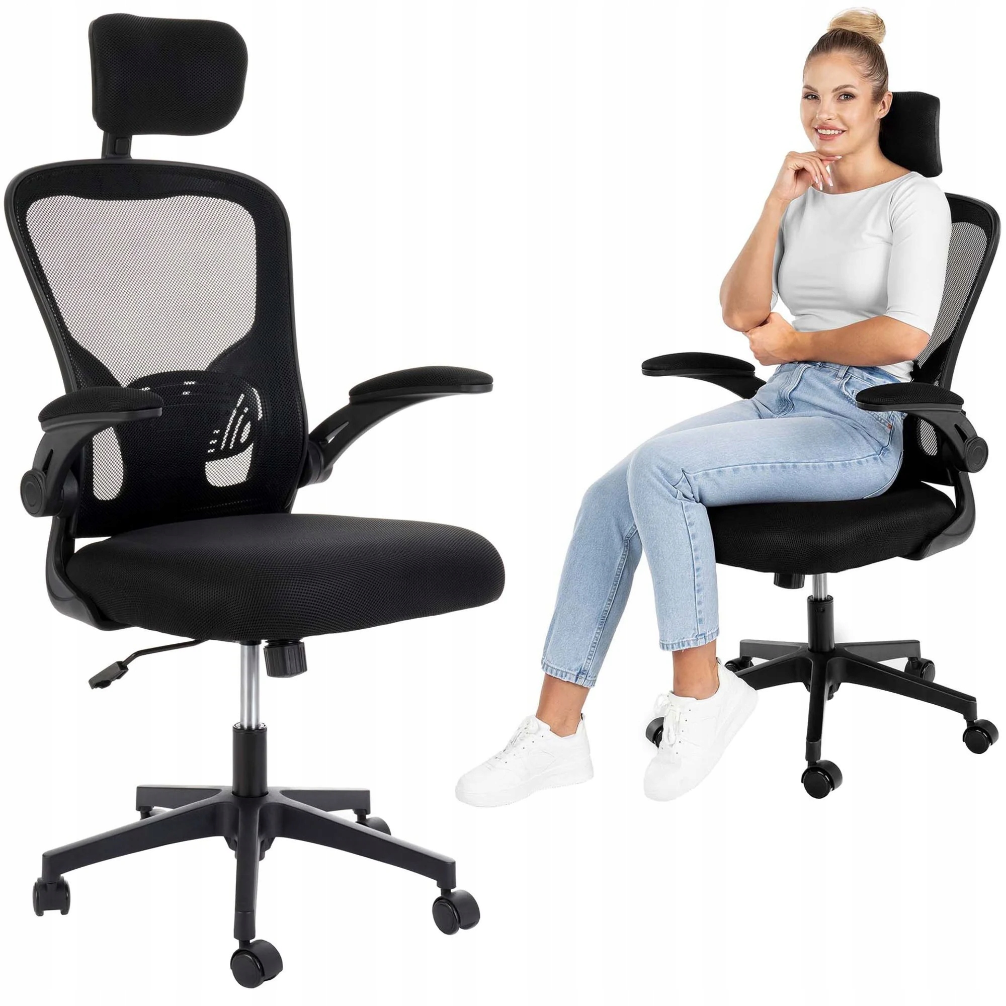 Fotel Gamingowy Biurowy Obrotowy Krzesło z Regulacją Do Biura Materiałowy