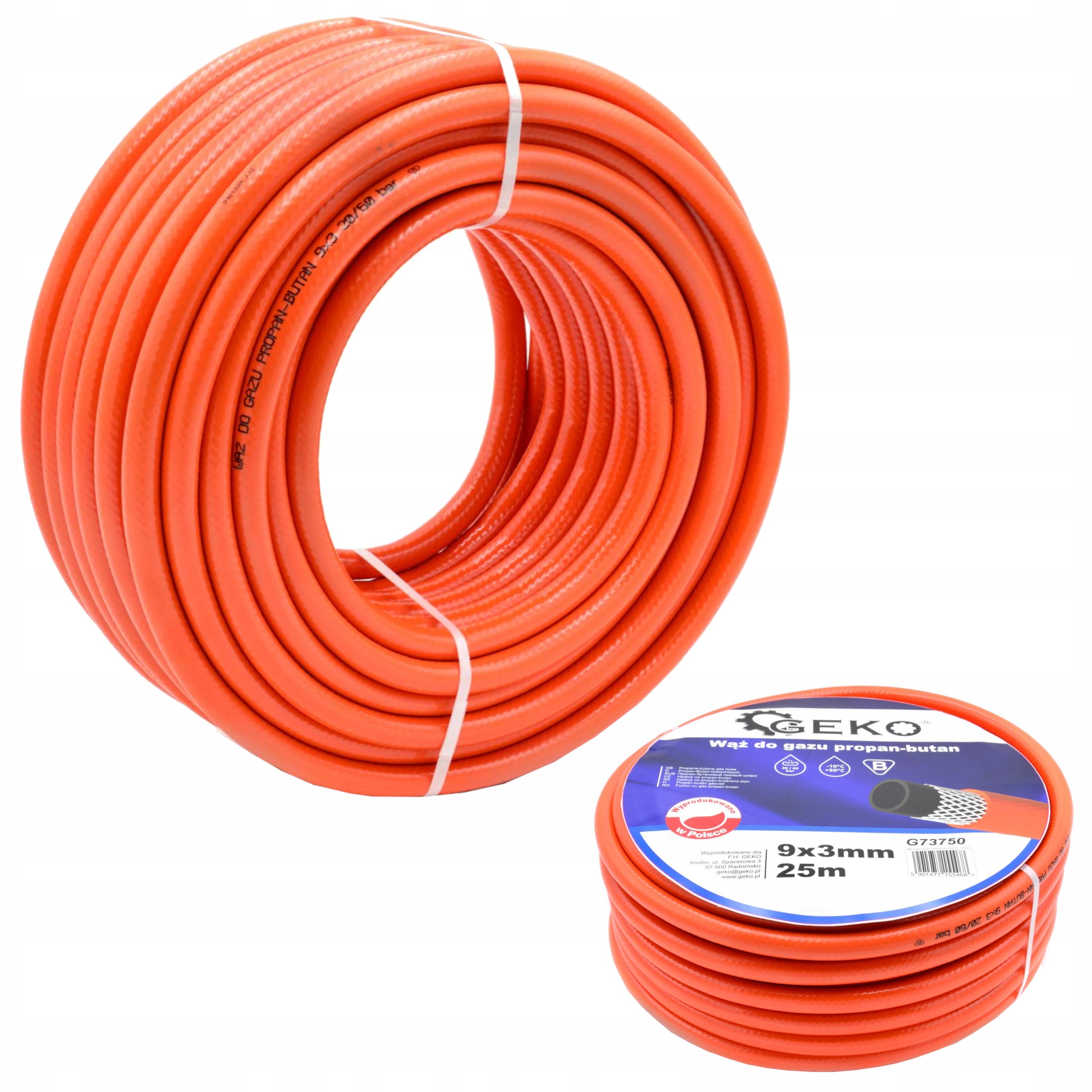 Plynová Hadice Propan Butan 25 Metrů 9X3 MM 20 Bar Přípojka K Domácí Láhvi