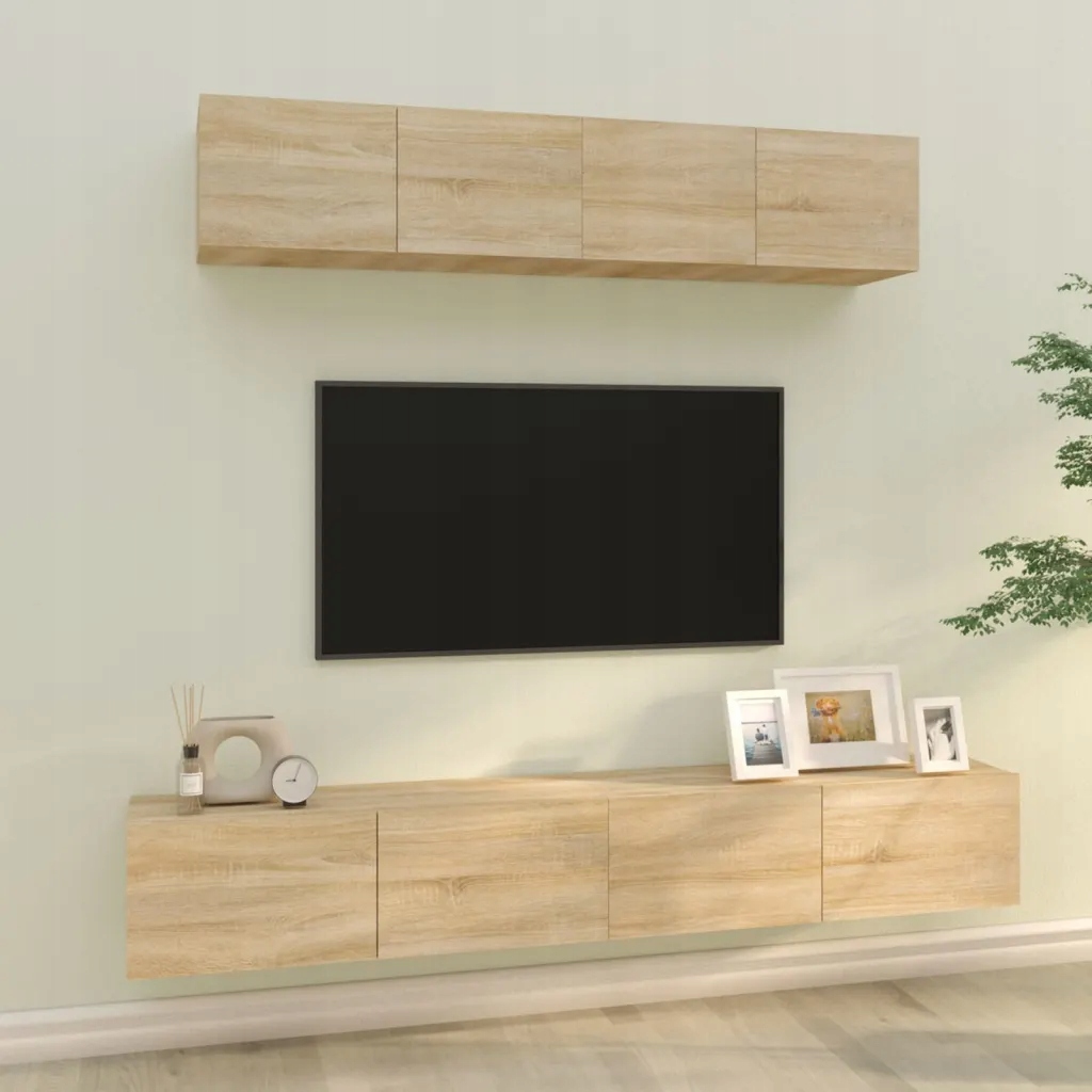 4dílný set Tv skříněk dub sonoma kompozitní dřevo Hnědá 3114536