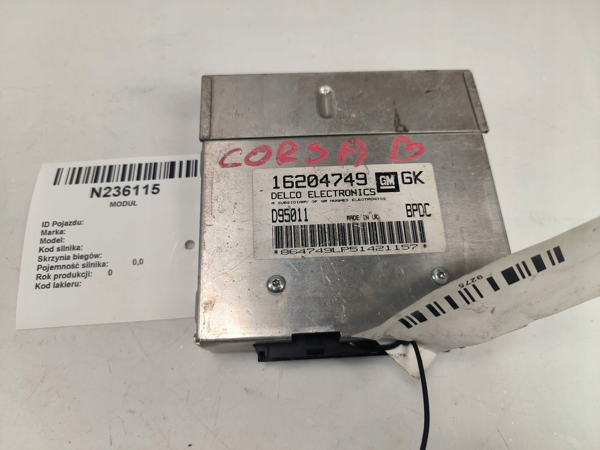 computer Motore ECU 16204749 1.4 OPEL CORSA B