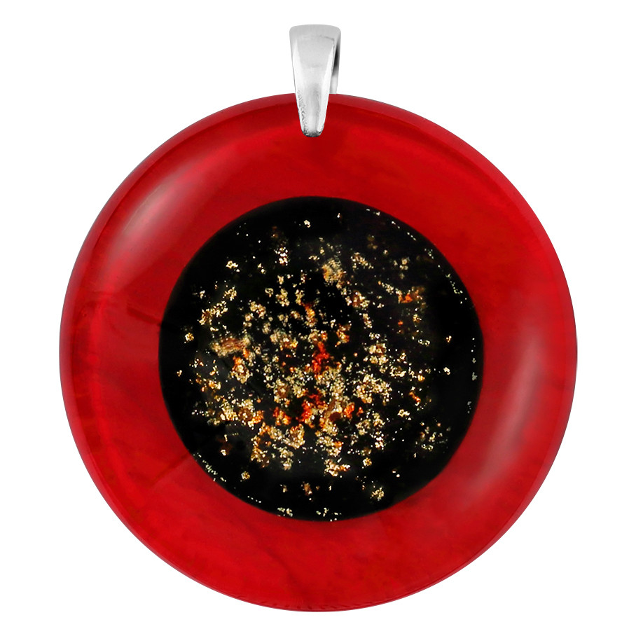 Dámský červený přívěsek Harf sklo murano kolečko