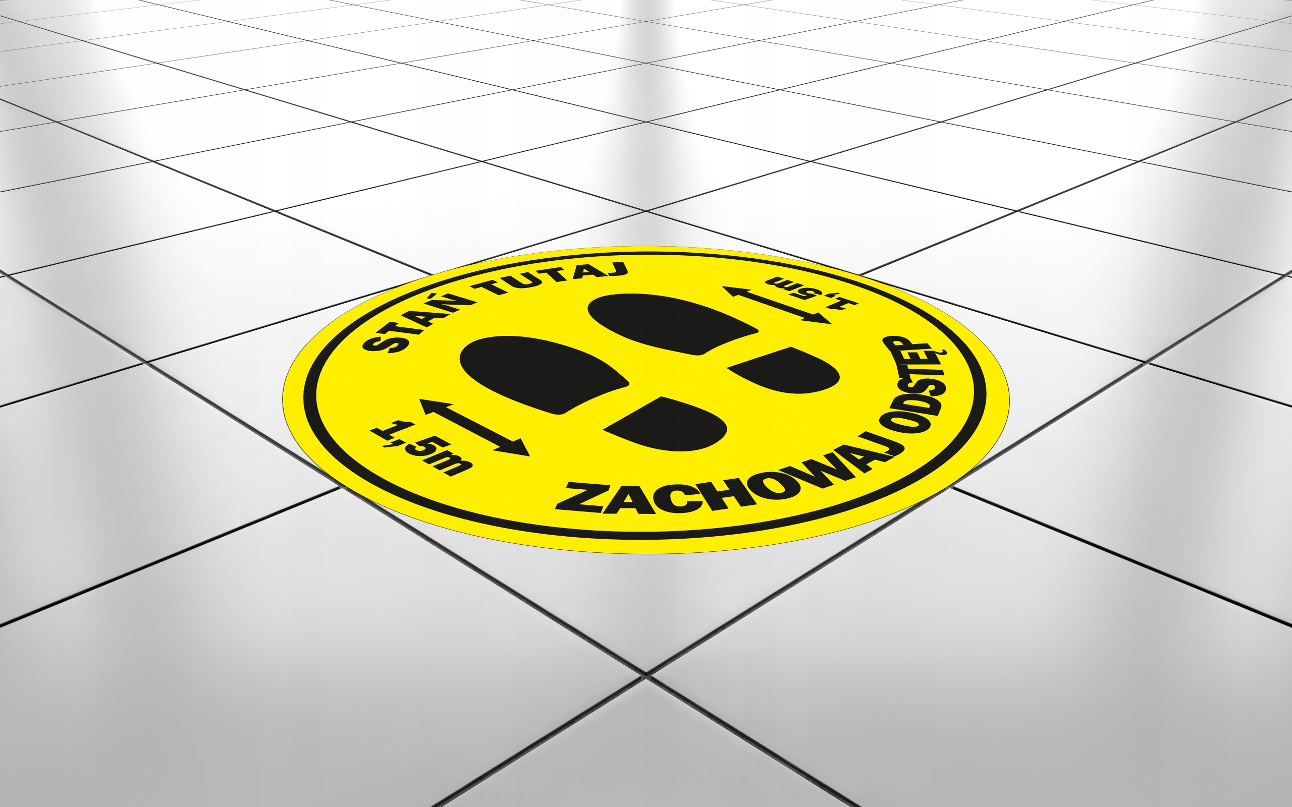 NAKLEJKA NA PODŁOGĘ 30cm ZACHOWAJ ODSTĘP Kod producenta alejestudio_bhp