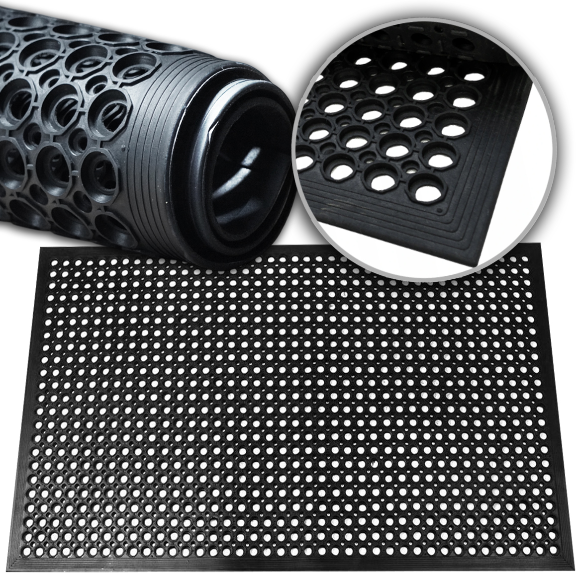 Gumová Rohožka S Nájezdem Pod Vnější Dveře 90x150