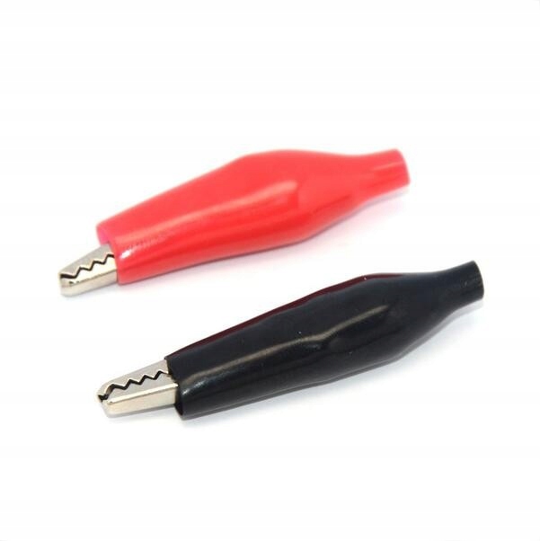 Krokodylki 25mm żabki w izolacji para (czarny i czerwony