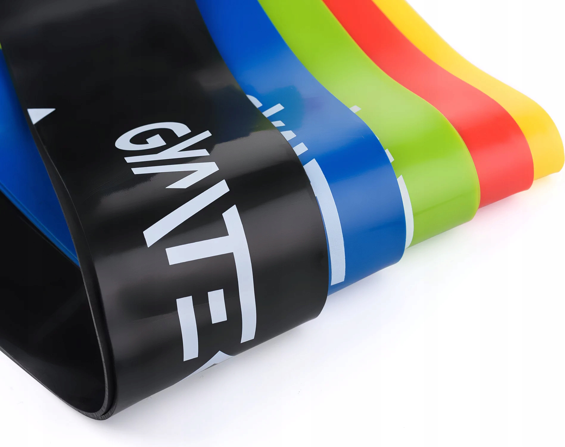 ZESTAW 5 GUM DO ĆWICZEŃ TAŚM OPOROWYCH TRENINGOWYCH BANDS 0,5-30KG GYMTEK Długość 60 cm