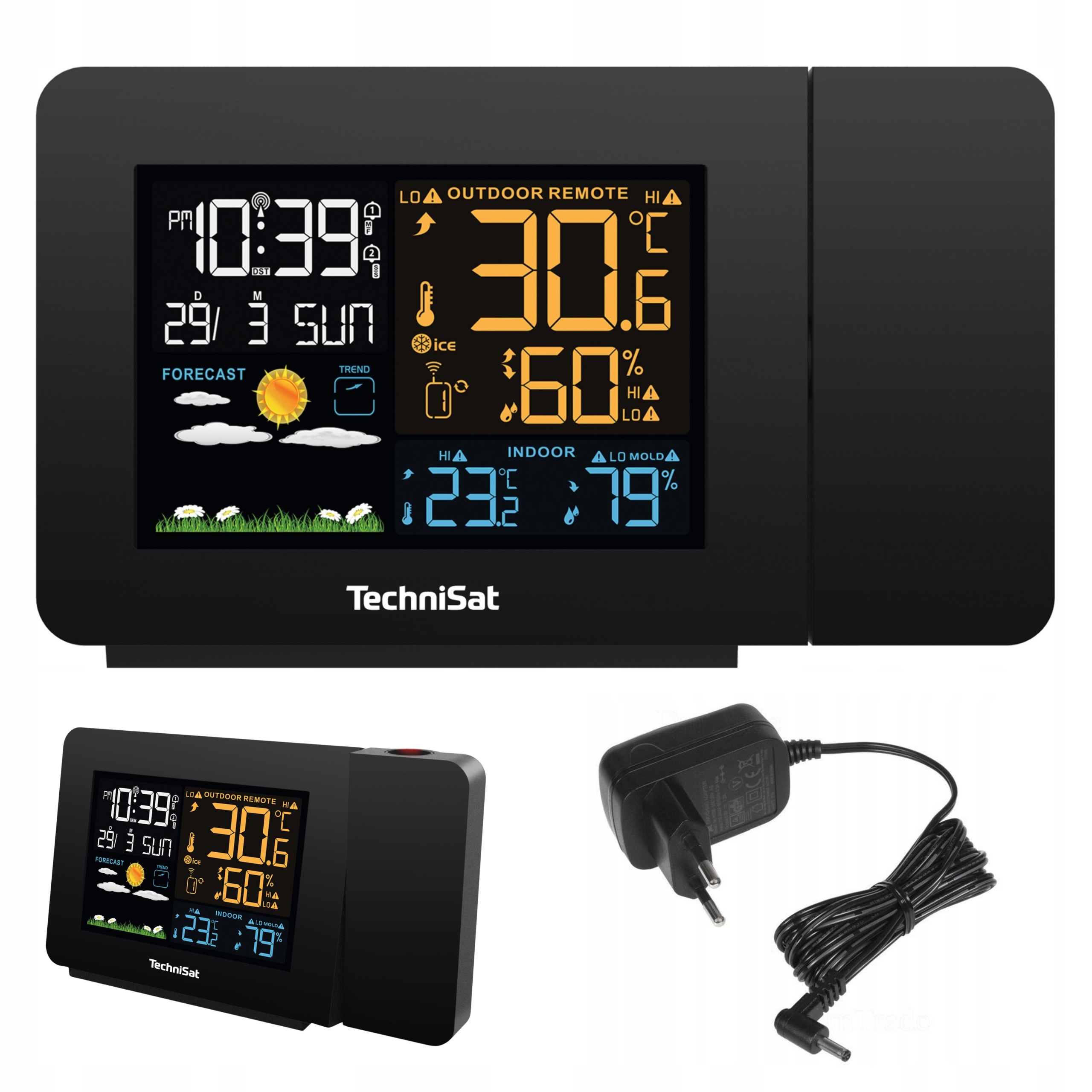 Stacja pogodowa meteo z projektorem termometr zegar Dcf TechniSat iMETEO P1