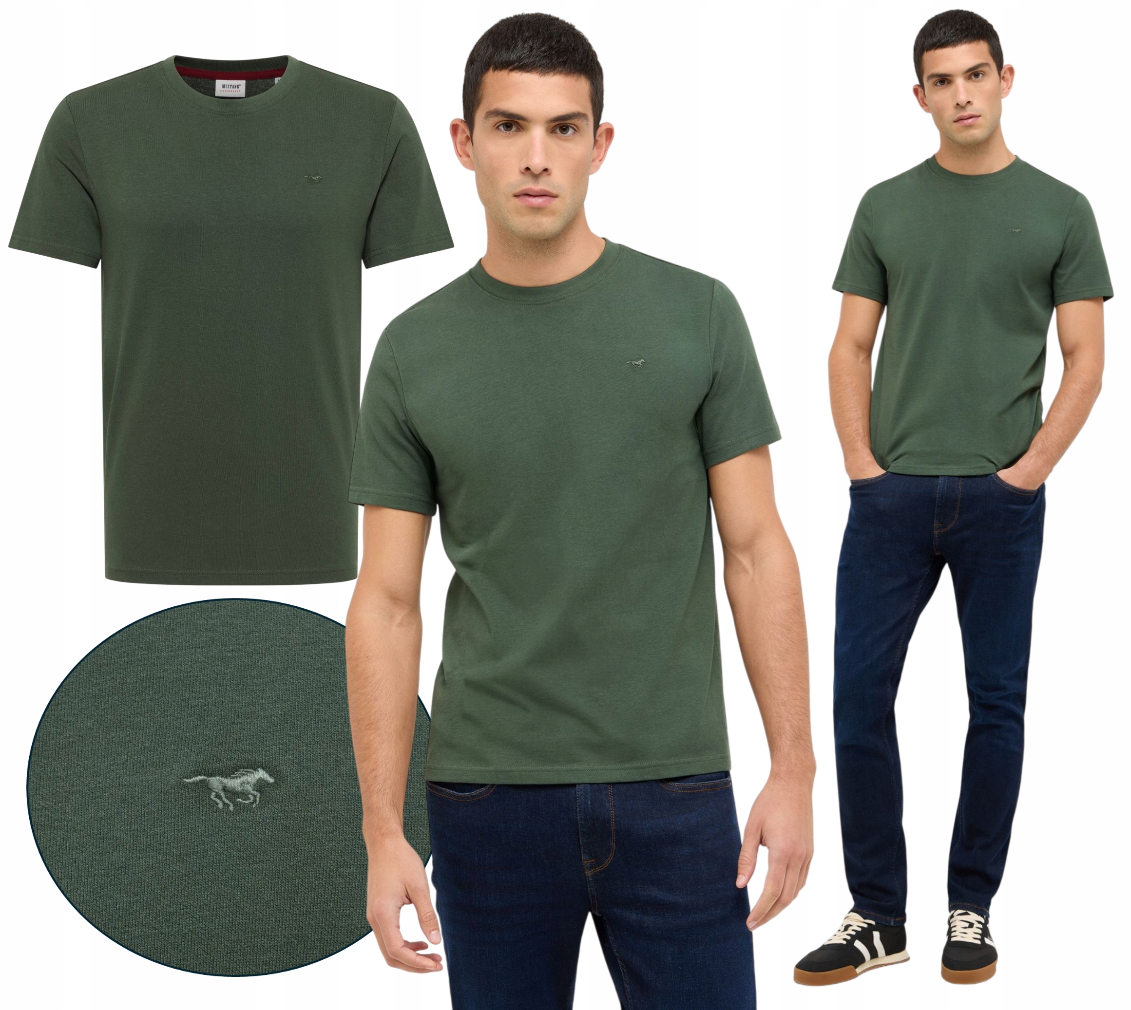 Koszulka Męska T-shirt z Krótkim Rękawem Mustang Austin Zielona r. L