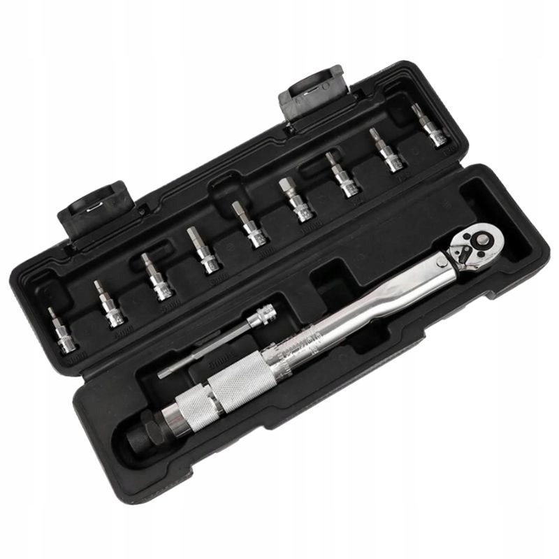 Klucz dynamometryczny z wyposażeniem 1/4" 5-25 Nm 11 w 1