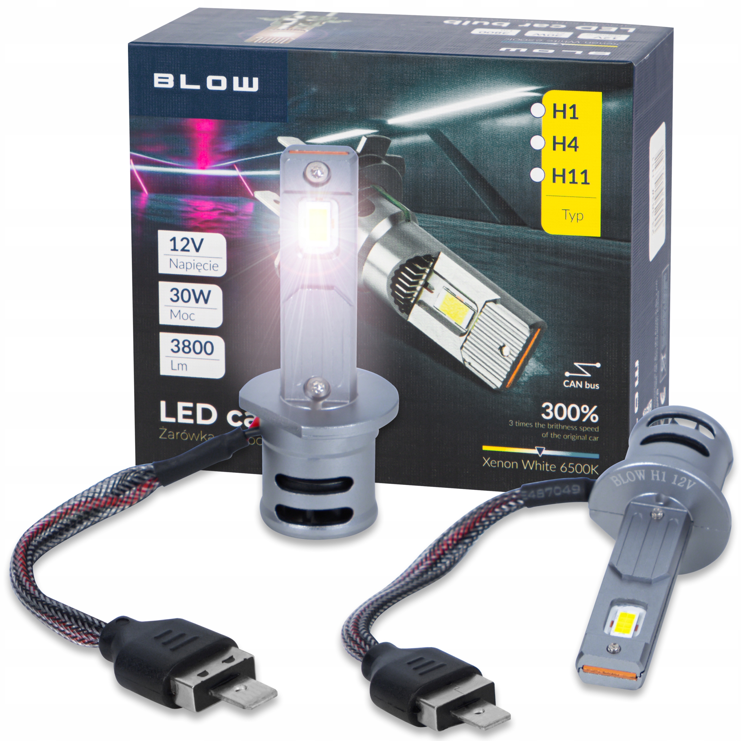 2x Automobilová Led H1 12V 30W Hq 6500K 3800LM +300% Canbus