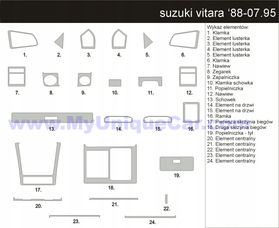SUZUKI VITARA 88 95 R OKLEINA KOKPITU PANEL DREWNO Width 40 cm