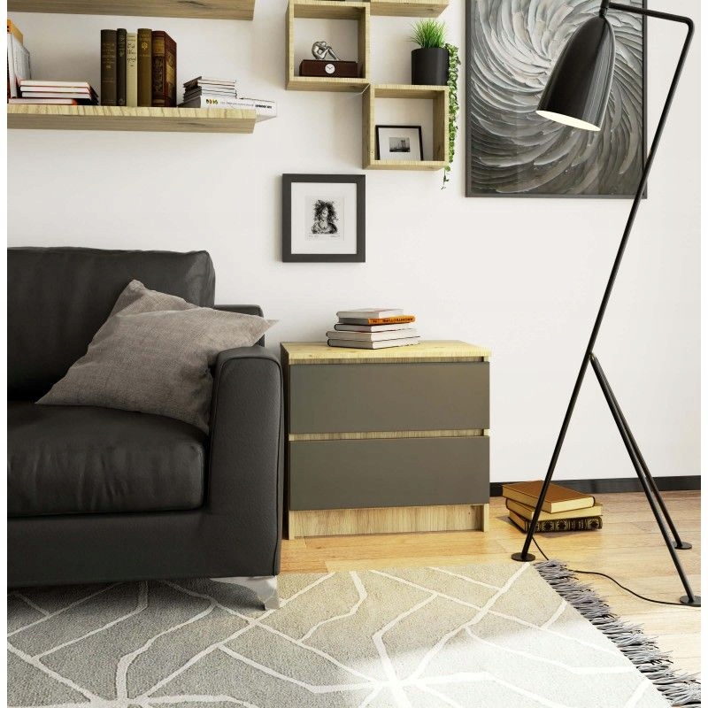 SZAFKA NOCNA KOMODA 60cm DĄB ARTRISAN GRAFIT SZARY komoda szafka szuflady Marka inna