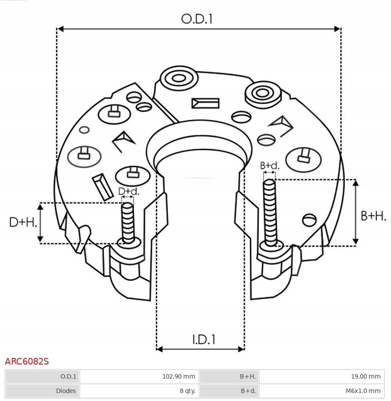MOSTEK PROSTOWNICZY ALTERNATORA ARC6082S AS-PL Numer katalogowy części ARC6082S