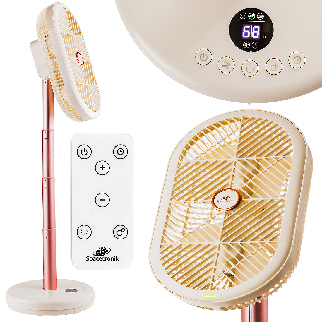 Stojanový ventilátor 2 Motorky Spacetronik ventilátor Ionizácia Časovač