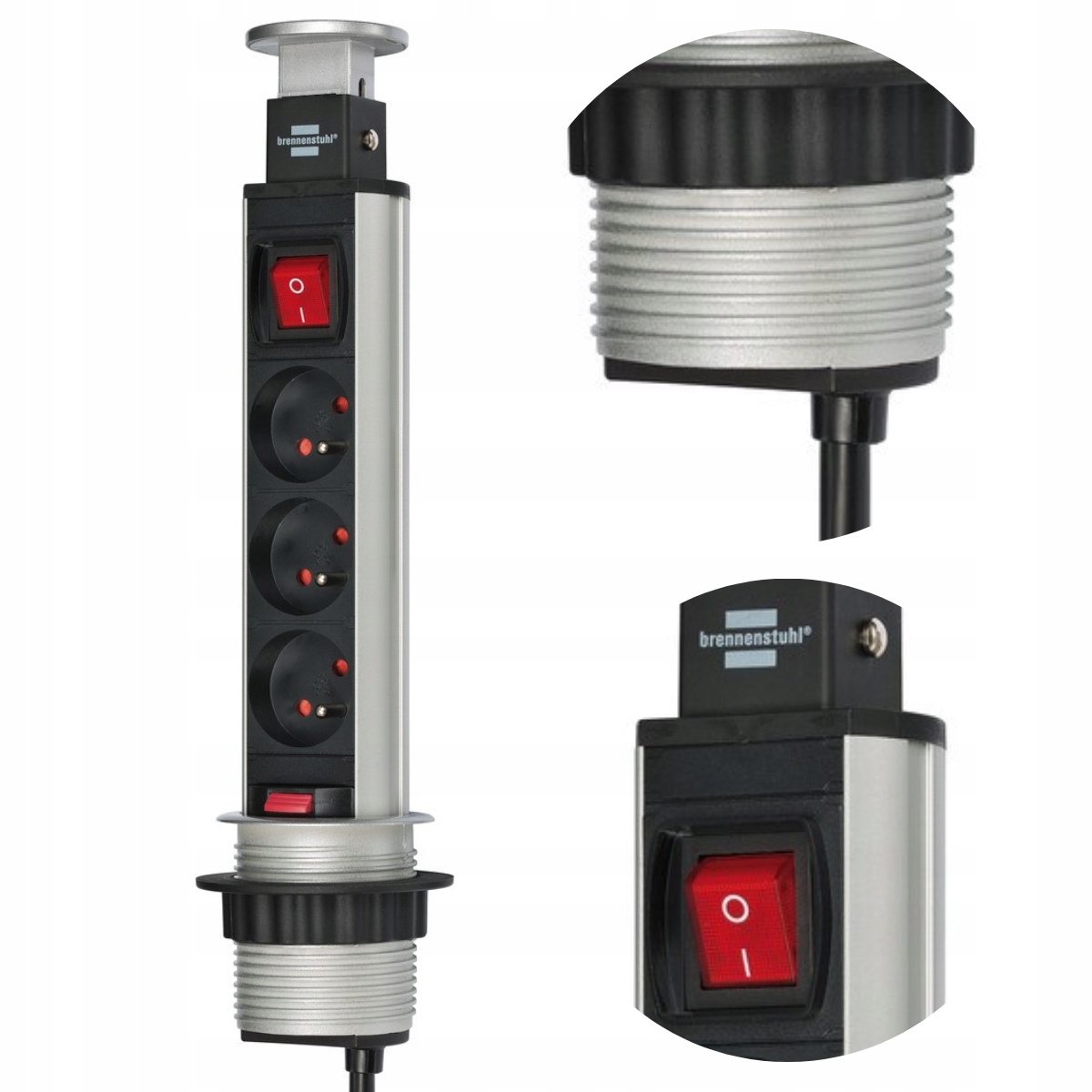 Przedłużacz biurkowy Tower Power 3-gniazd 2m H05VV-F 3G1,5 z wyłącznikiem