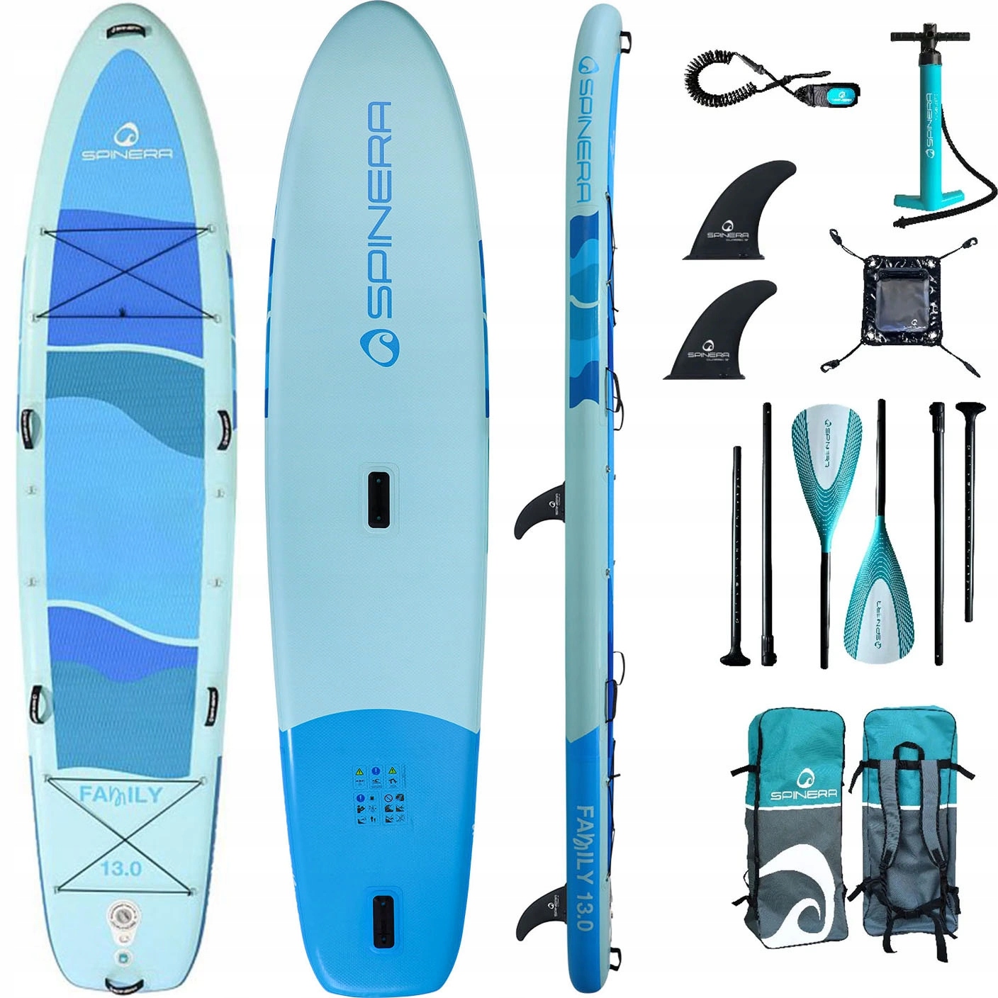 Deska Sup pompowana Spinera duża rodzinna Family 13' 397 cm Dwa Wiosła