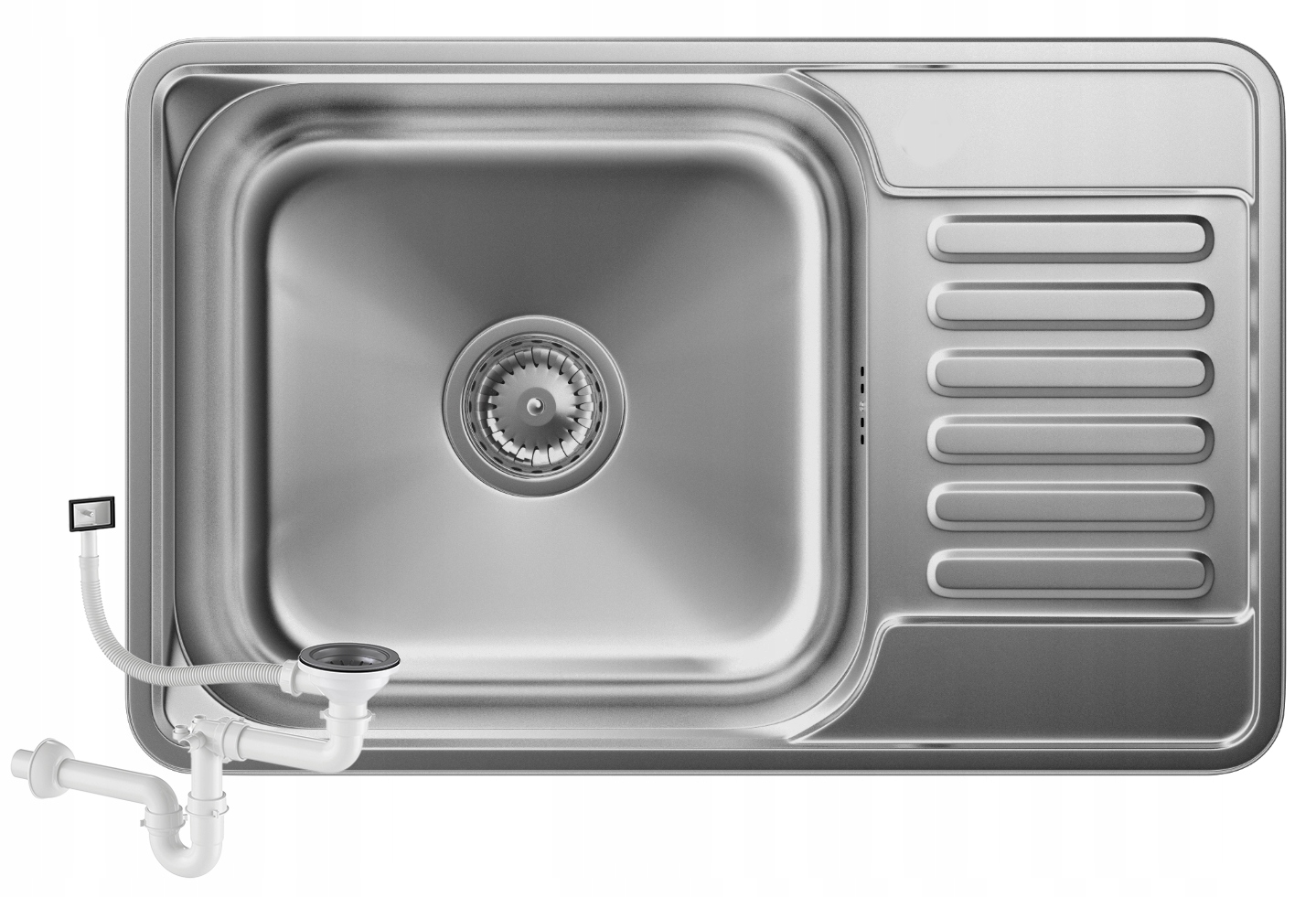 Oceľový Drez 1-KOMOROVÝ S Odkvapkávačom Saténový TURI66