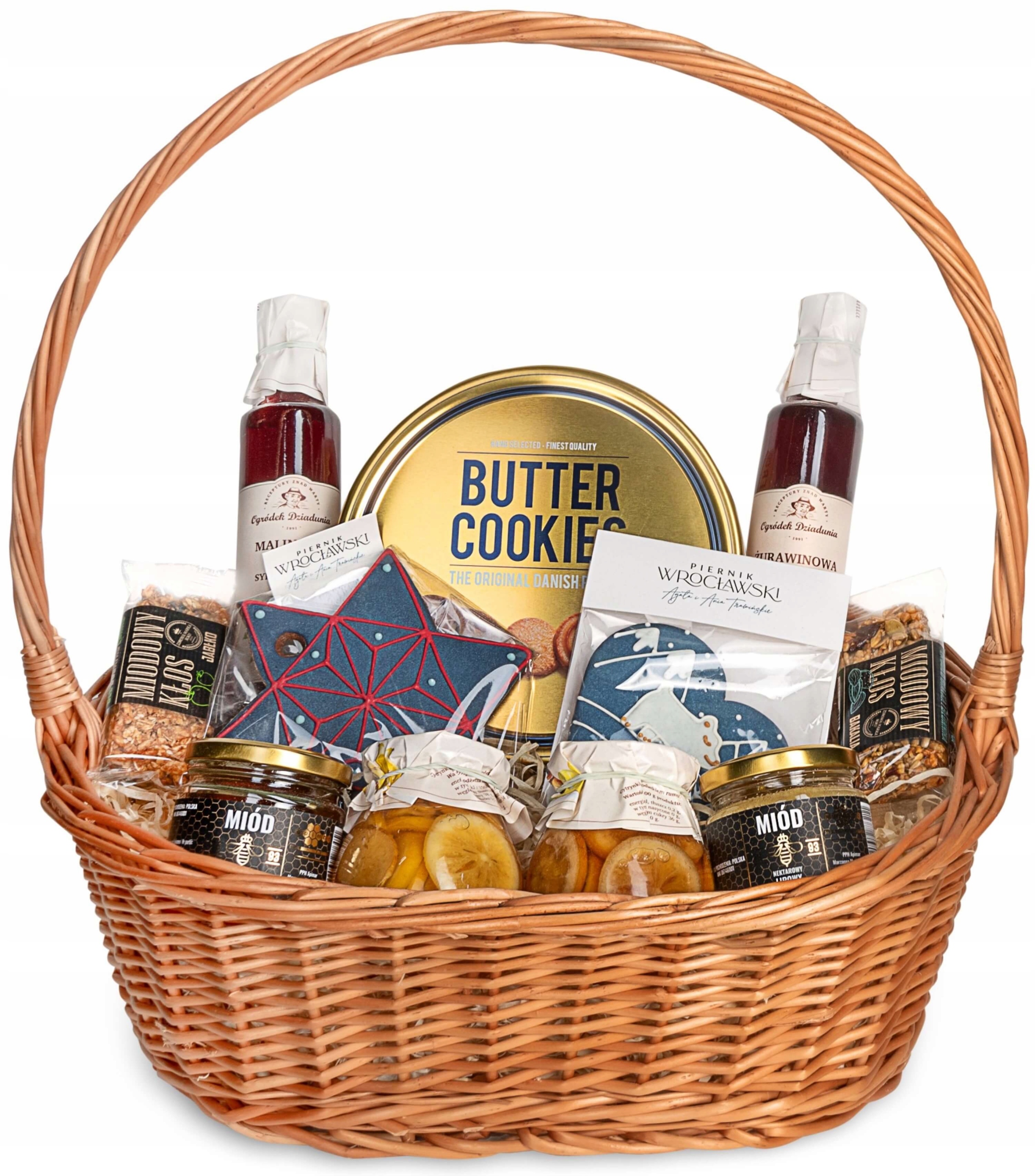 Levně Dárkový koš s sušenkami, sada dárek k Vánocům