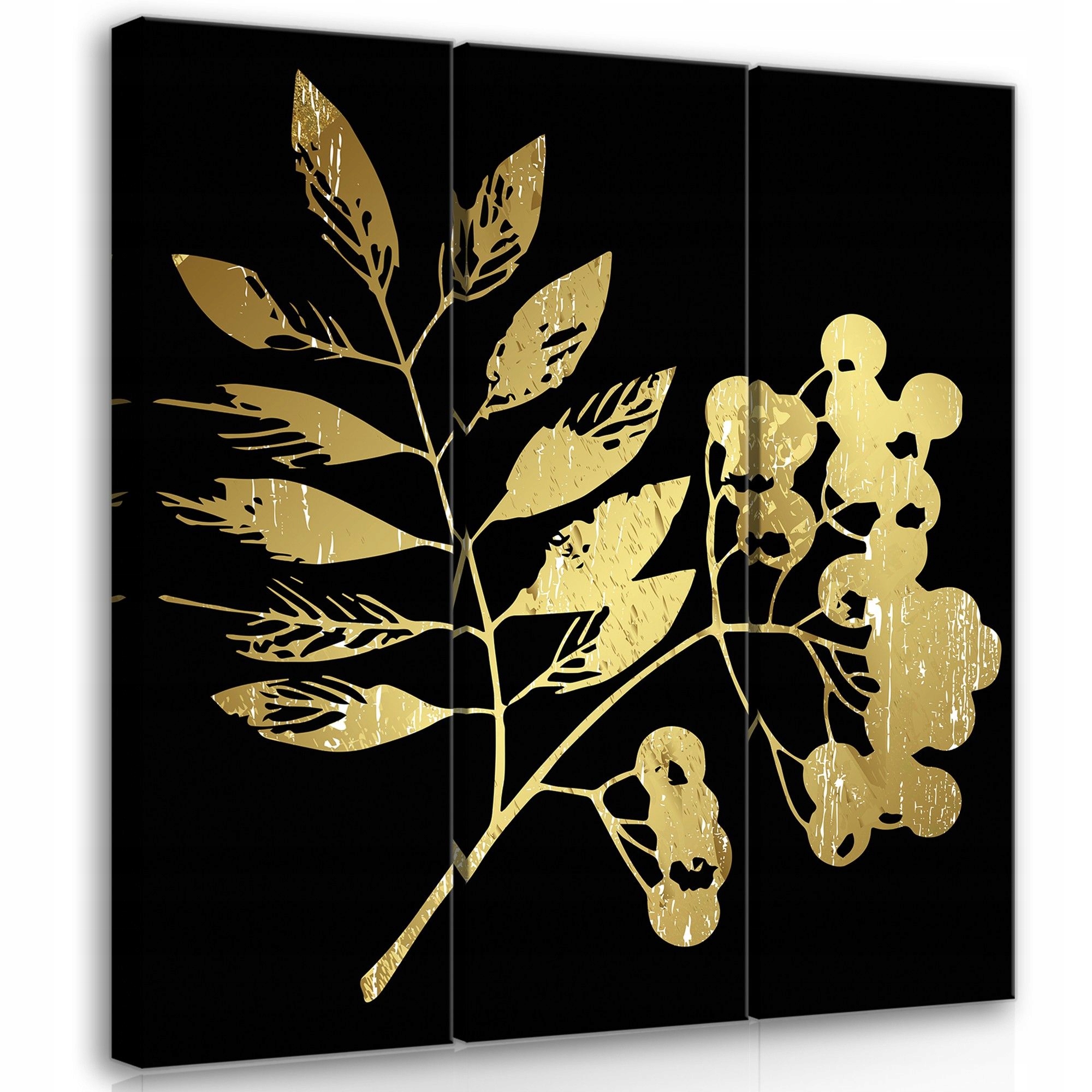 Obraz 90x100 Zlaté větve černé pozadí triptych elegance luxus moderní
