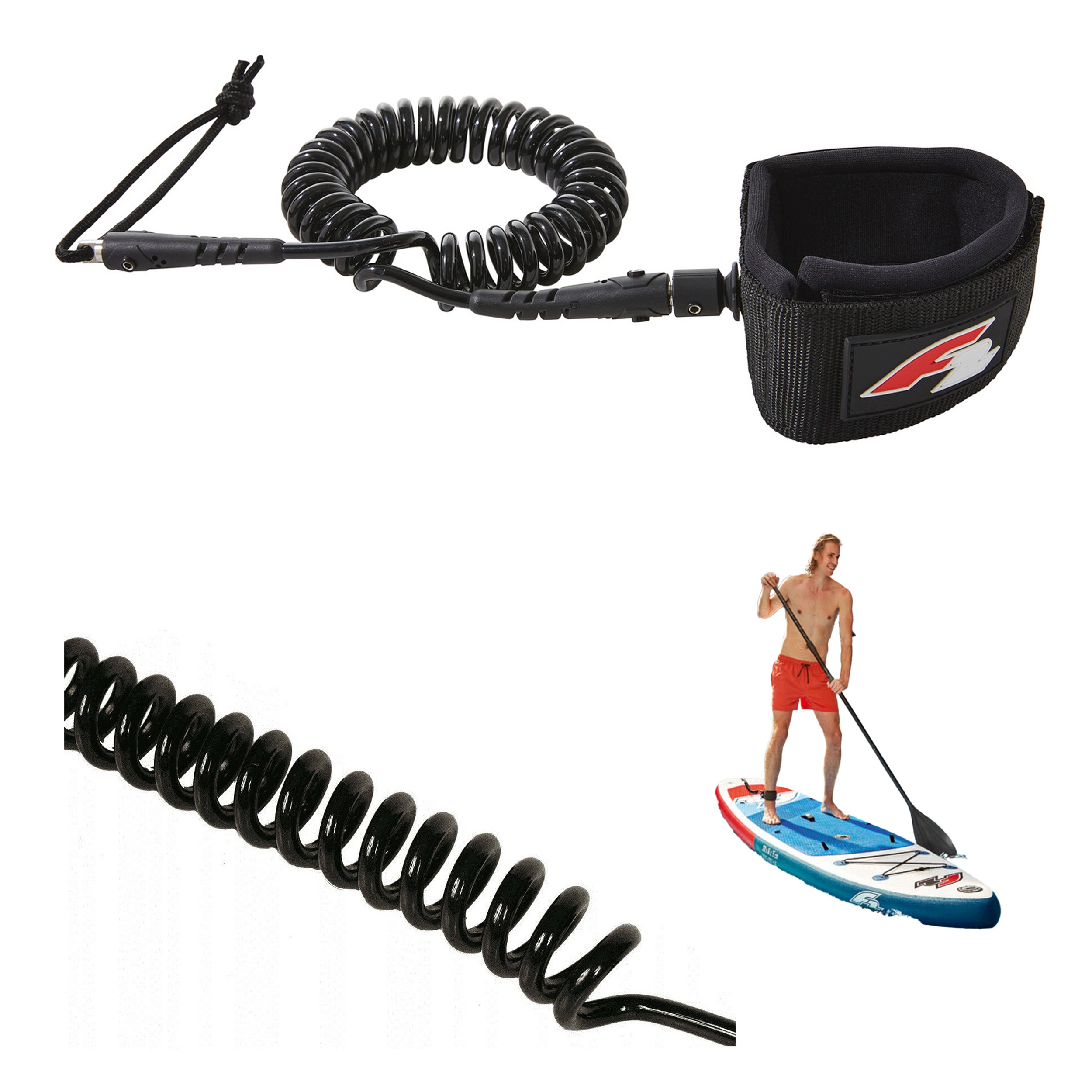 F2 Leash smycz do deski Sup linka zabezpieczająca na nogę 3m mocna markowa