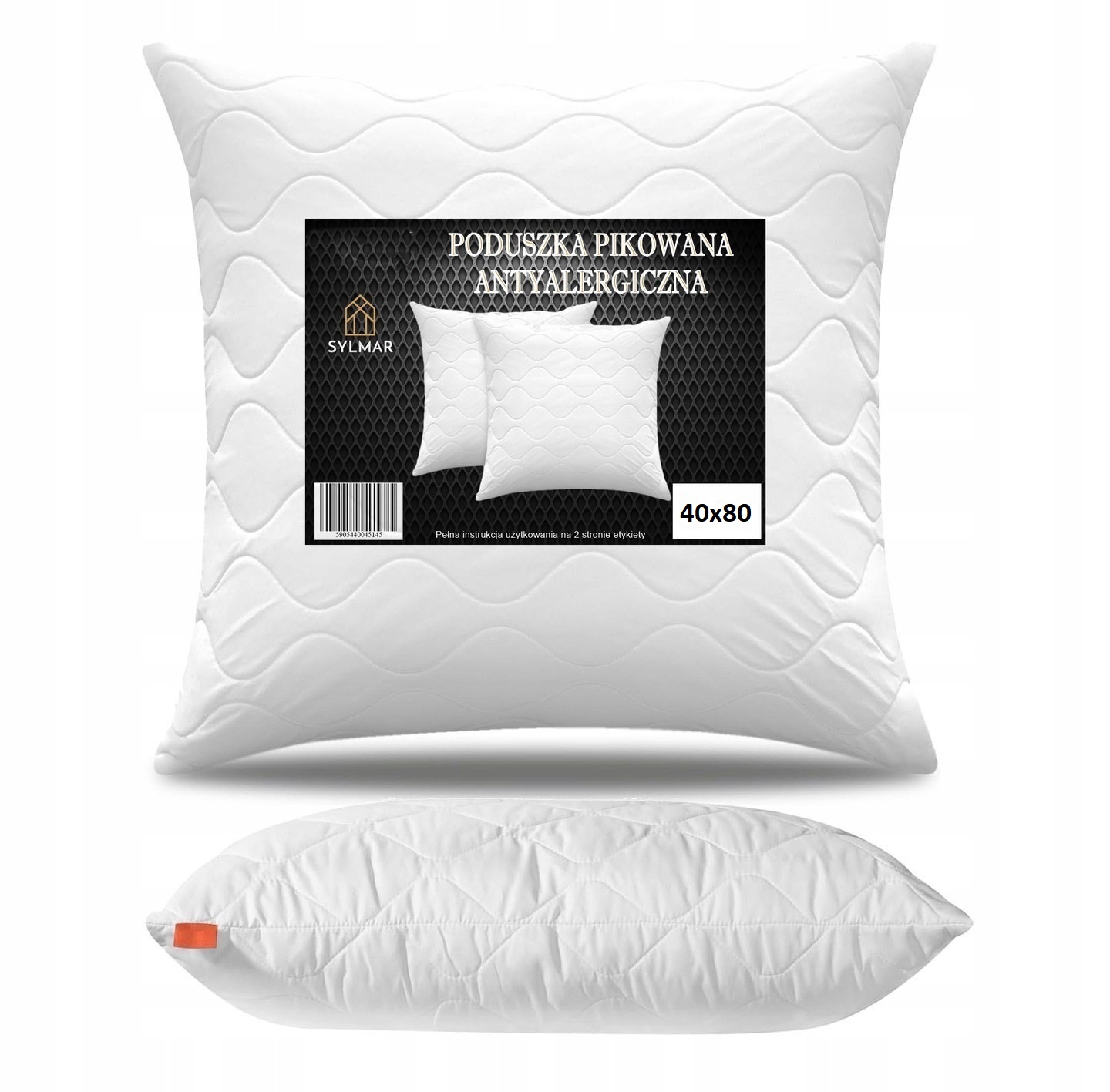 PODUSZKA BIAŁA MIĘKKA 40x80 ANTYALERGICZNA PIKOWANA GRUBA ZAMEK PRODUCENT