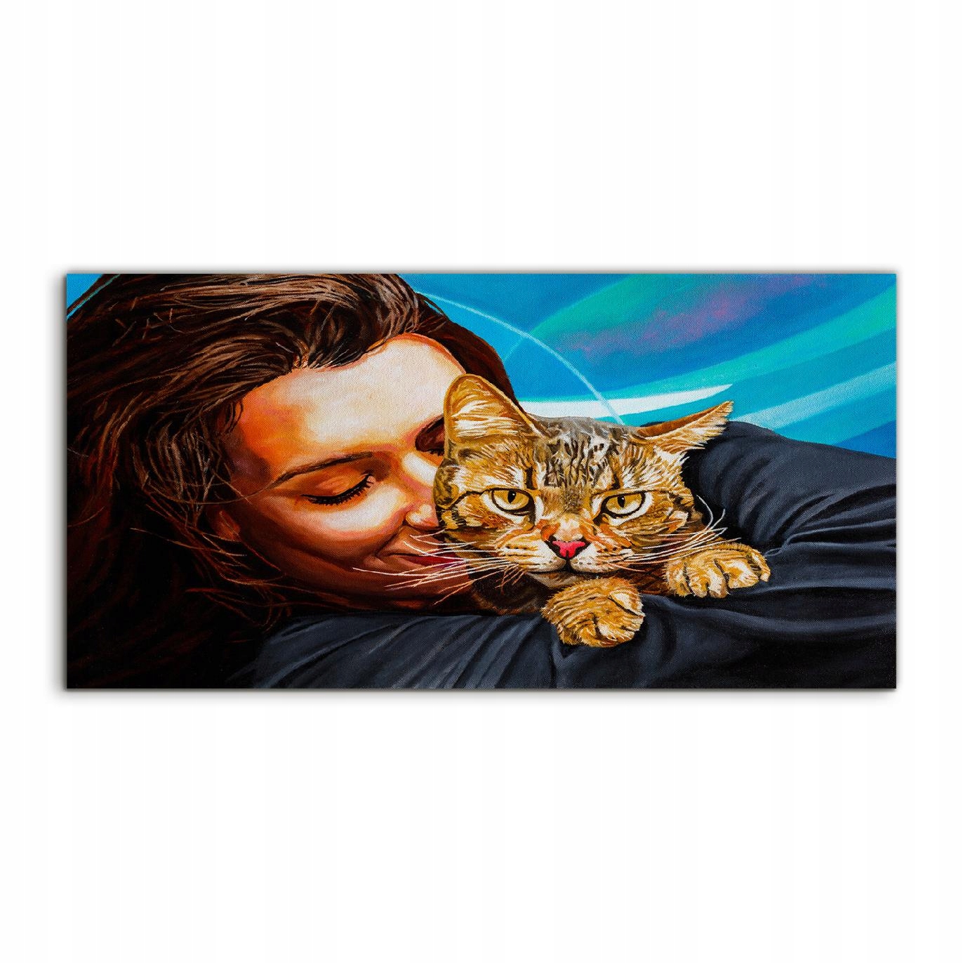 Akrylový obraz 100x50 ako darček Žena Mačka Zviera