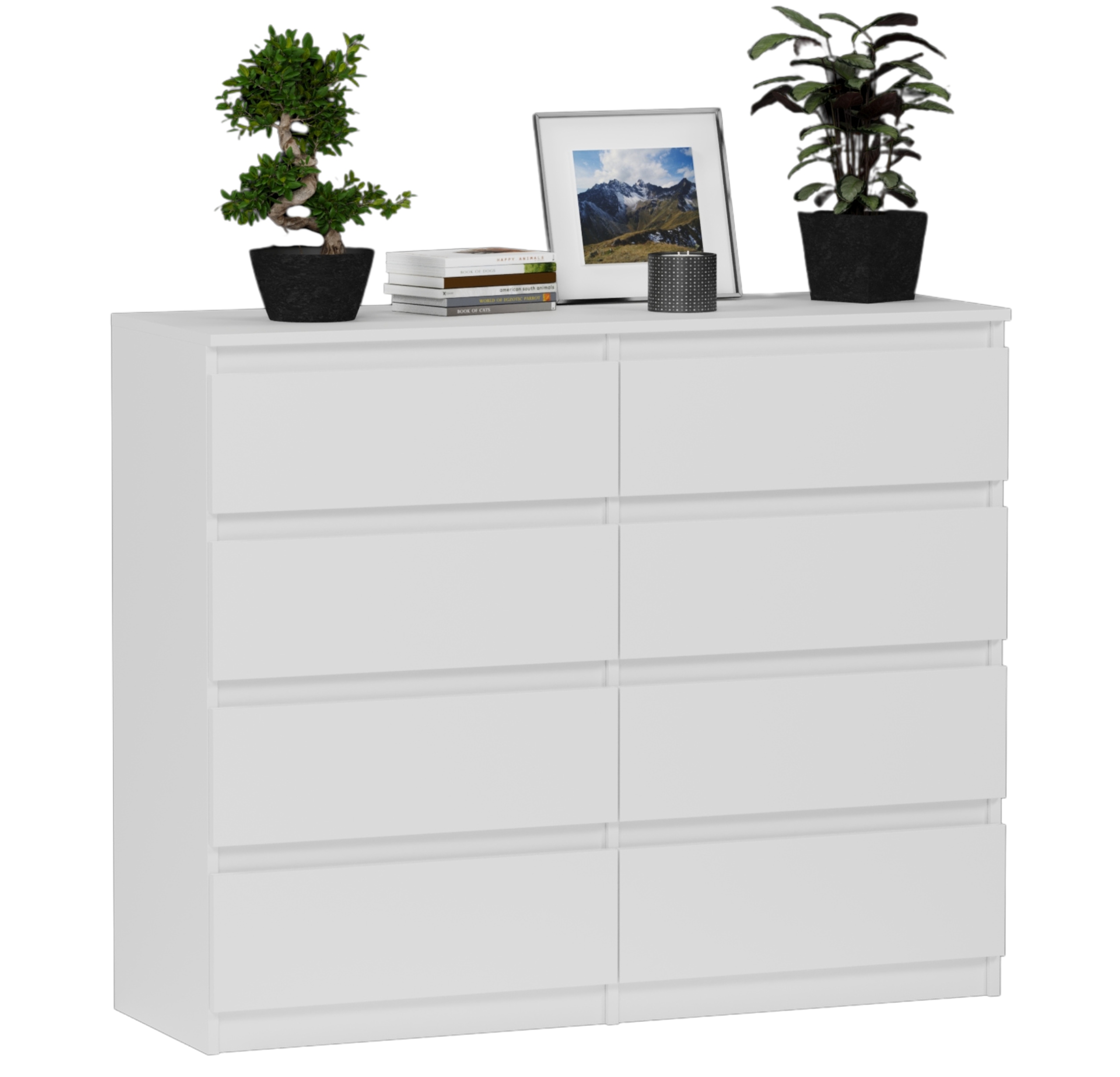 Nowoczesna KOMODA 140CM SZAFKA 8 SZUFLAD BIAŁA PL