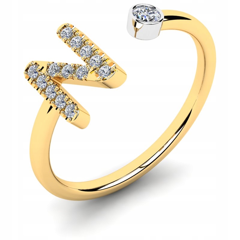 

Pierścionek Złoty Literka N Z Cyrkoniami