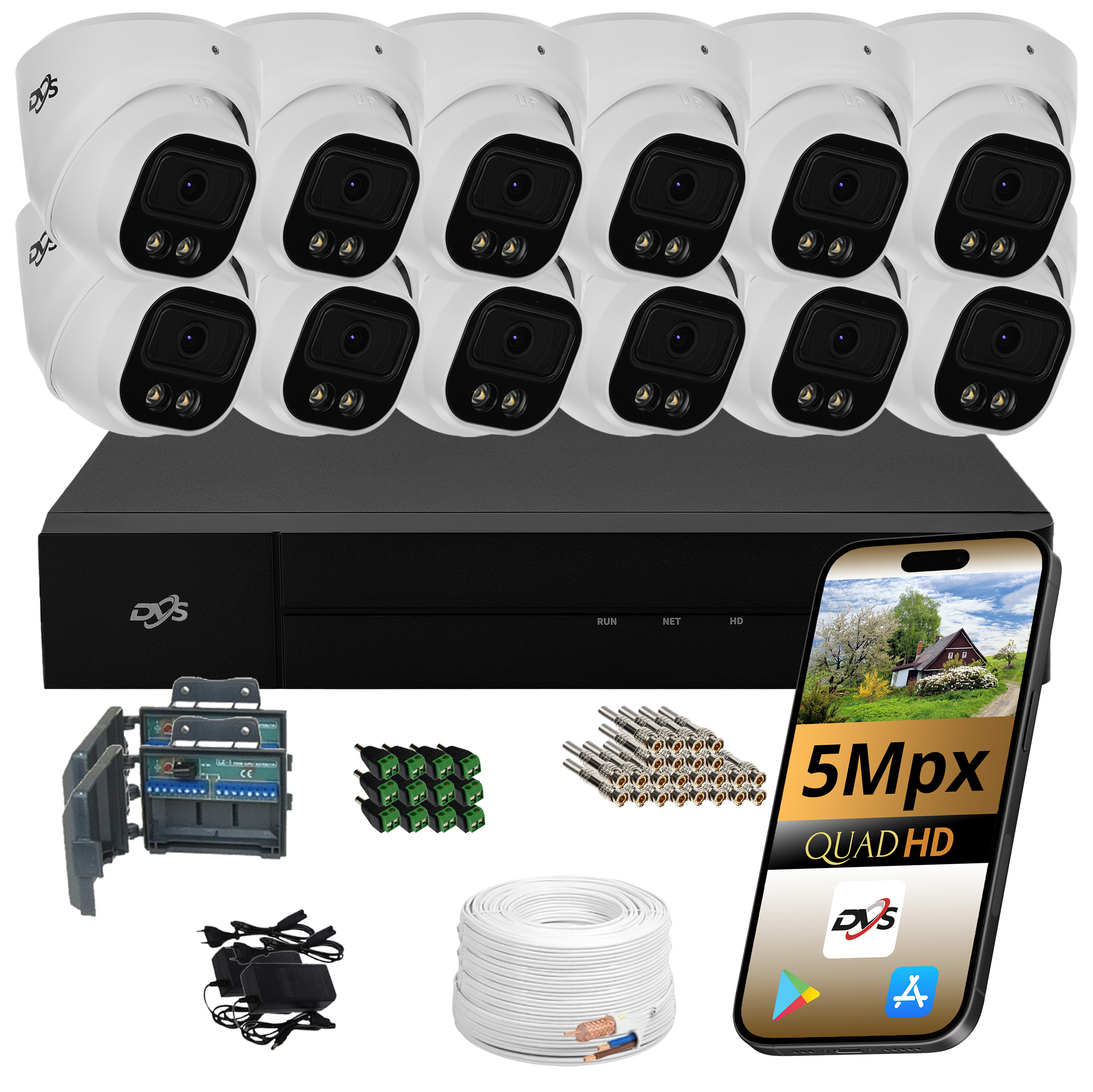 Sada 12 Venkovních Kamer Pro Analogové Monitorování 5Mpx Dvs Dual 12 Ks