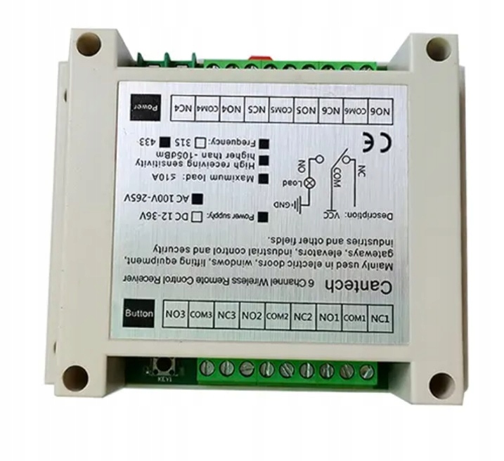 Przekaźnik 6CH z pilotem RF 433Mhz 230V Model 6CH230V