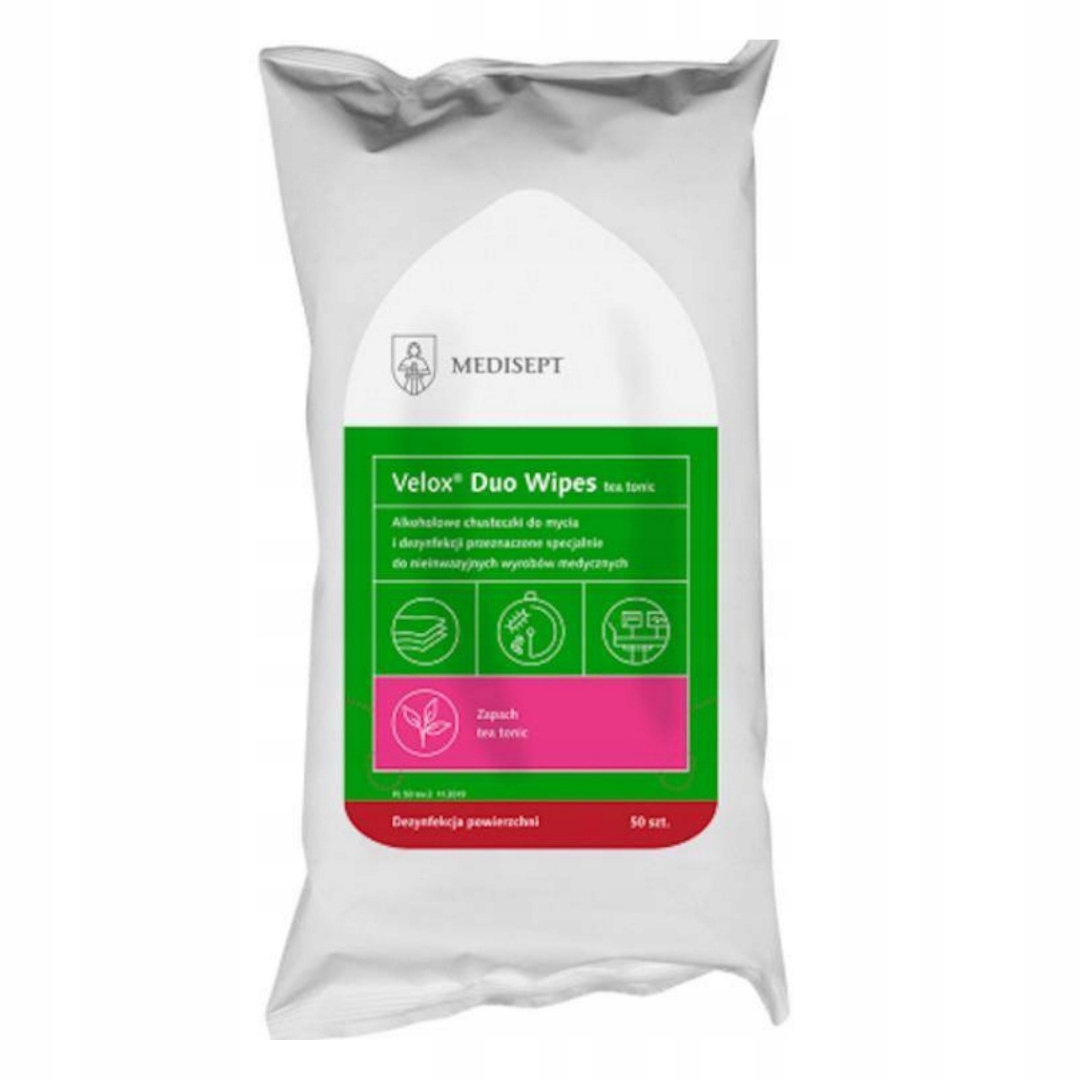 

Chusteczki do dezynfekcji Velox Duo Wipes 50 sztuk