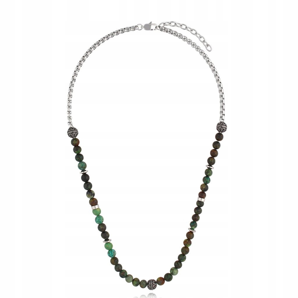 Pánský náhrdelník By Dziubeka kuličky Africká tyrkysová Ocel 316L 54 cm