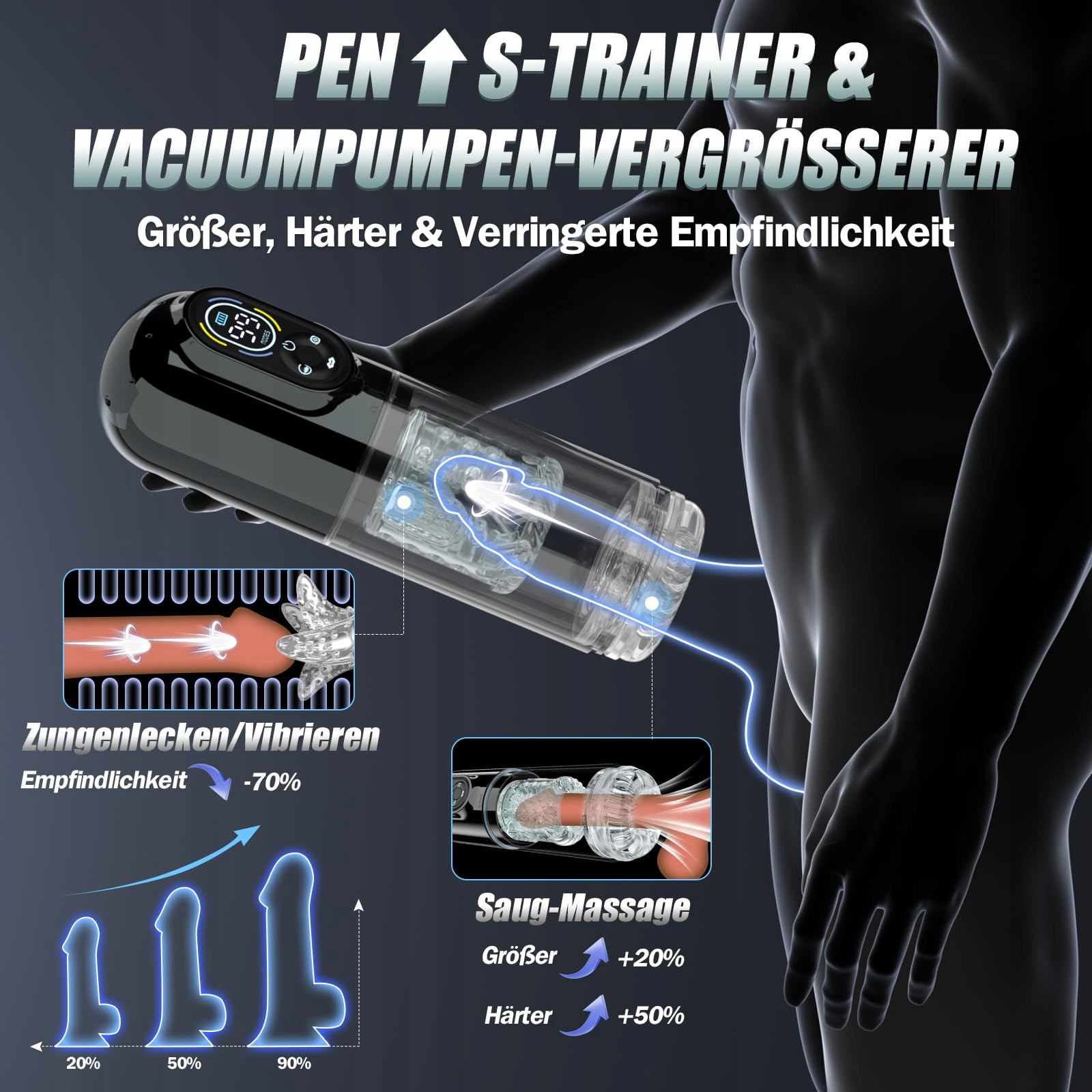 KI-SYNCHRONISATION Elektryczny Masturbator 9 Funkcji Teleskopowych — miniatura 3