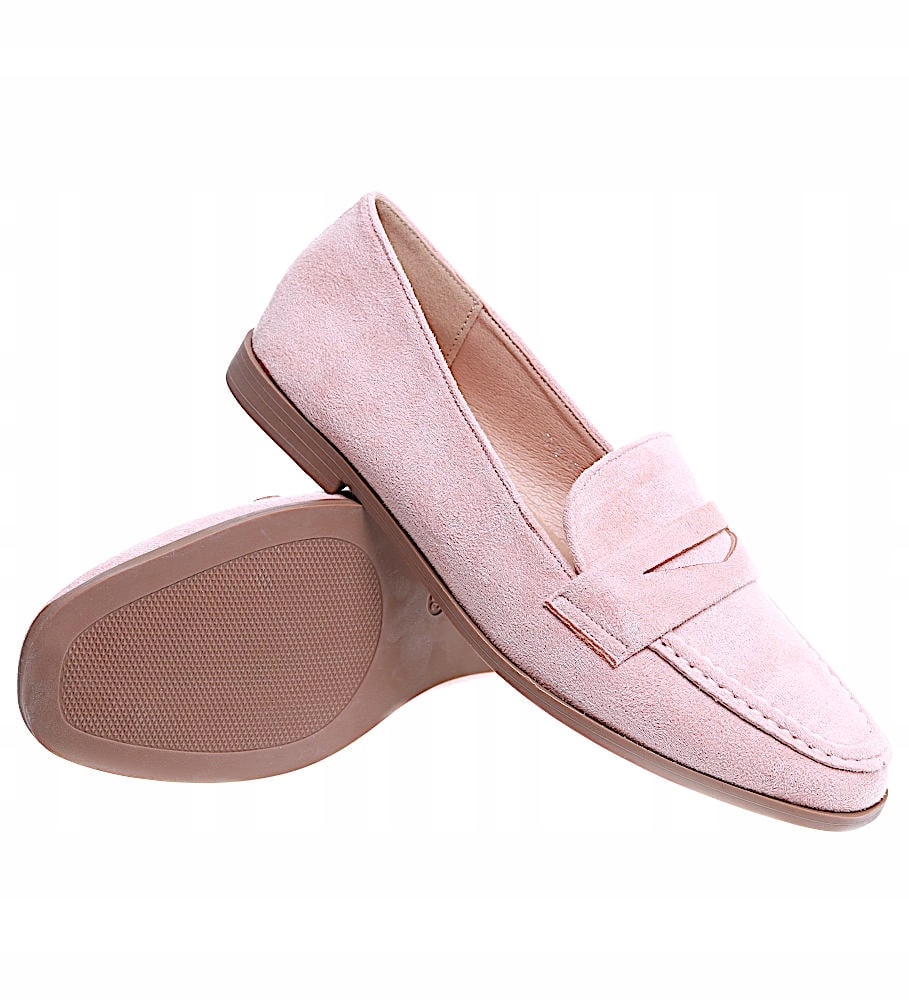 RÓŻOWE BALERINKI BUTY DAMSKIE MOKASYNY LORDSY Z ZAMSZU 15467 38 Stan opakowania oryginalne
