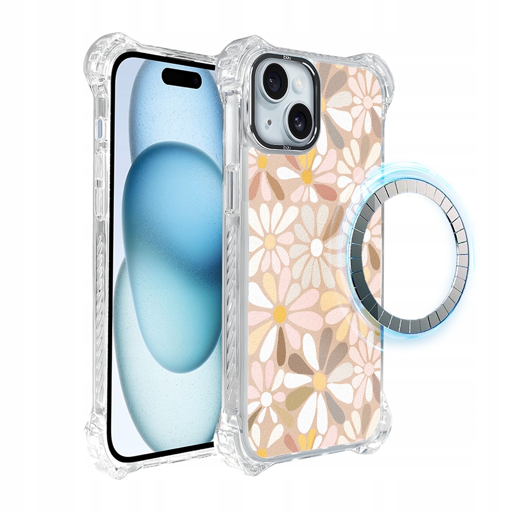 Pouzdro iPhone 15 Ibizu DropGuard Ultra s MagSafe, Vintage květiny