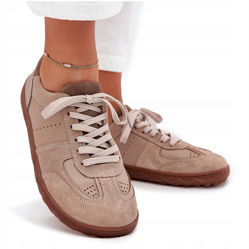 Dámské Barefoot Kožené Tenisky N1277S2 Béžové 38