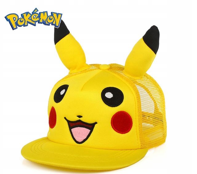 Czapka z Daszkiem z Uszami Pikachu Pokemon Uniwersalna Na Prezent Dziecko