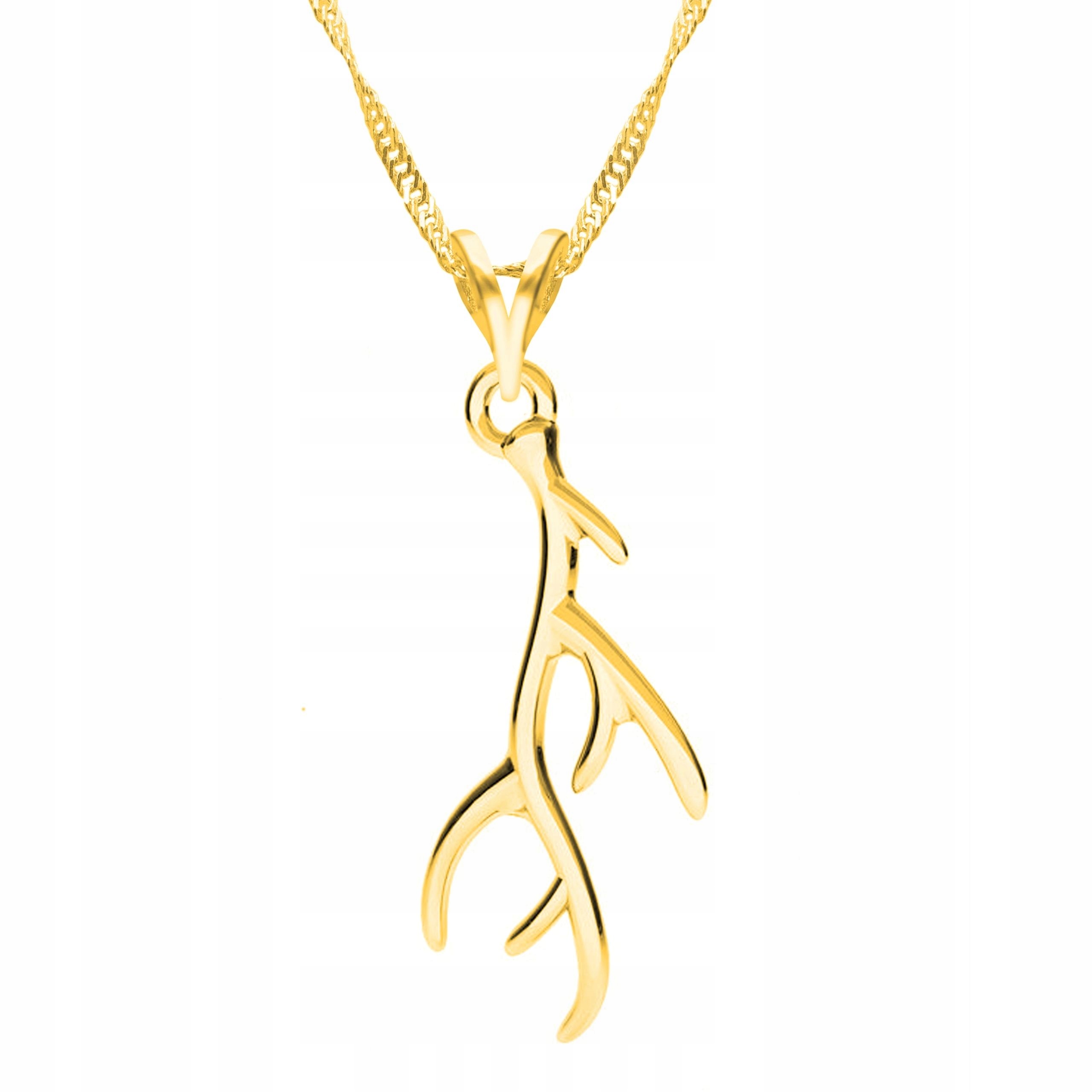 Zlatý náhrdelník s parožím Rohy Jelena Hlava Jelena Deer Stříbro 925