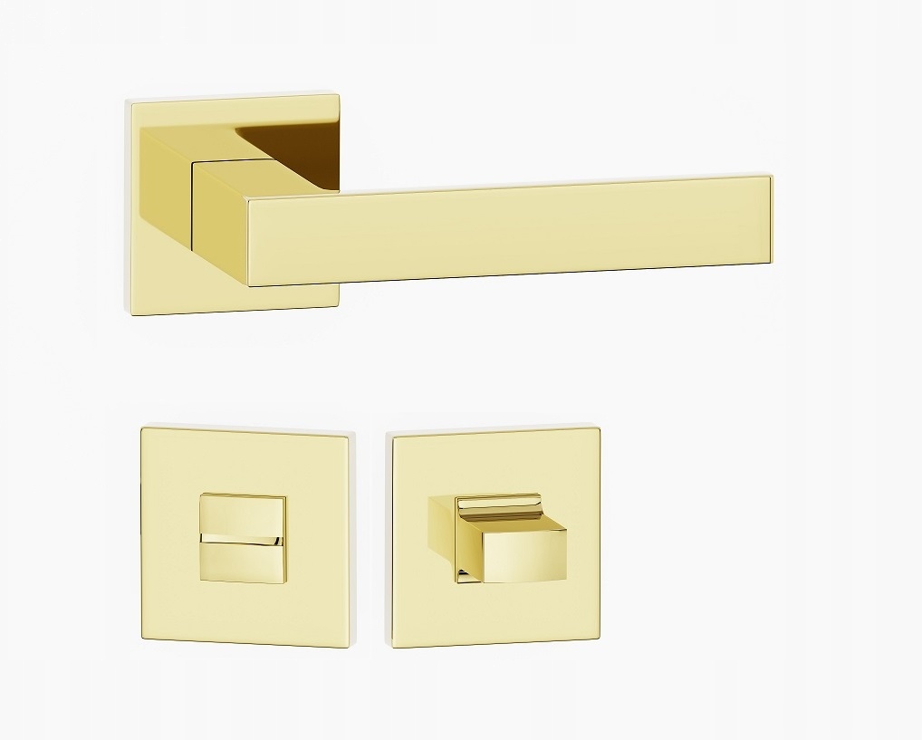 klika na dveře komplet rozety Wc štítek Terno čtvercová zlatá lesklá