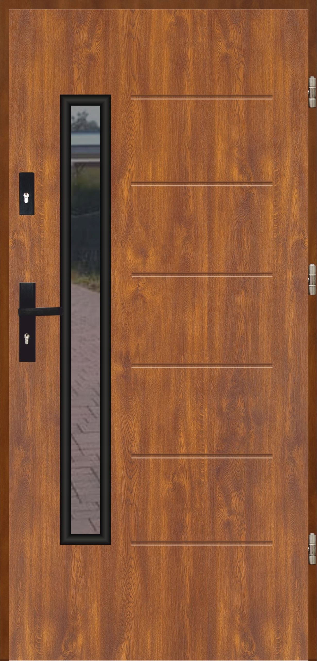 Drzwi Ud 1,3 BLUE 72mm GALA 1S Black Złoty dąb Prawe 90 na zewnątrz