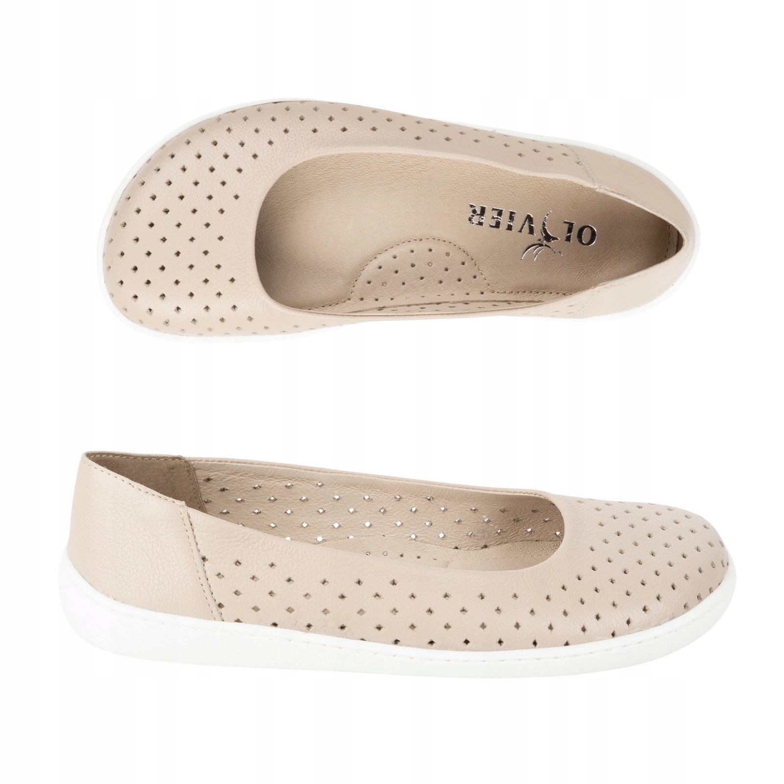 Barefoot Dámské minimalistické lodičky 1771POL ažurové béžové 38